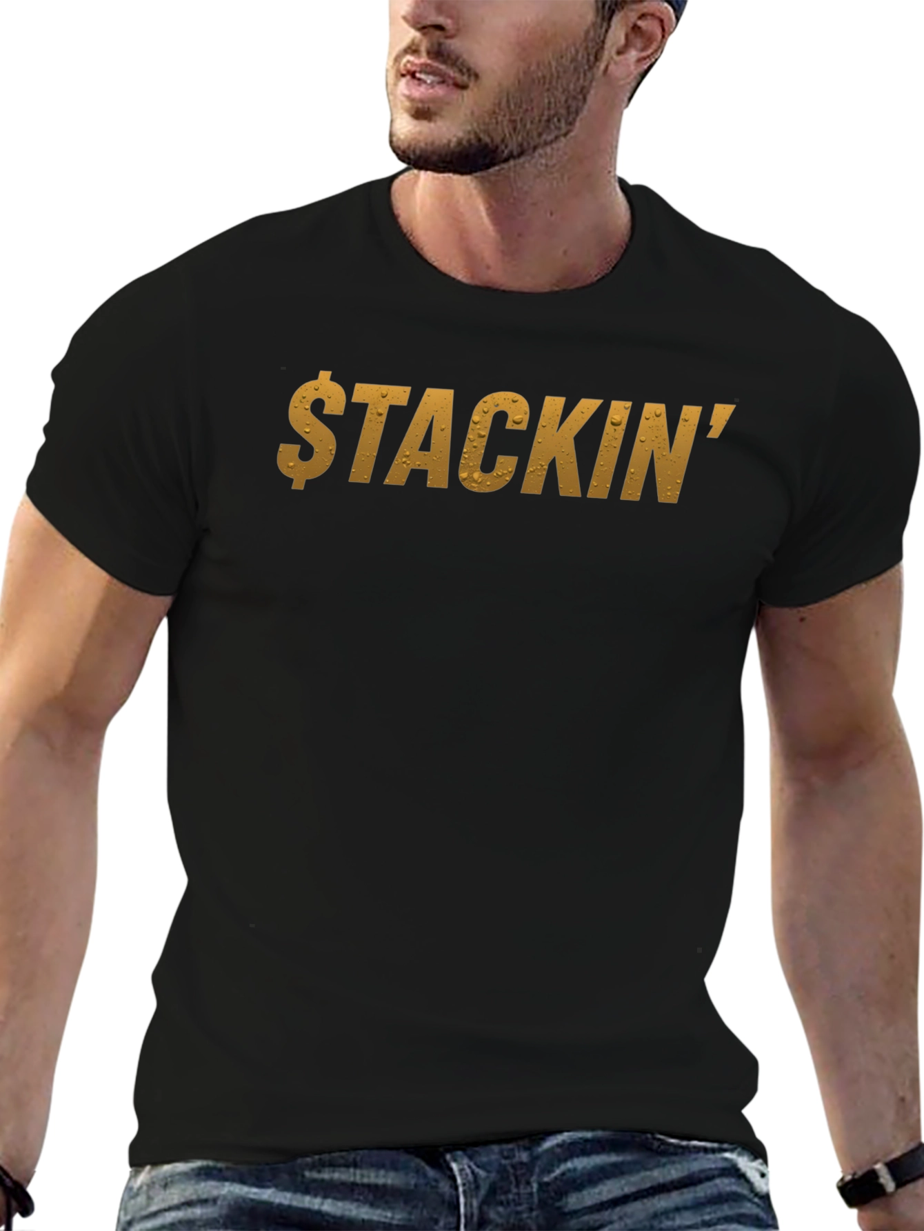 Stackin Graphic Print Mens Black T-Shirt