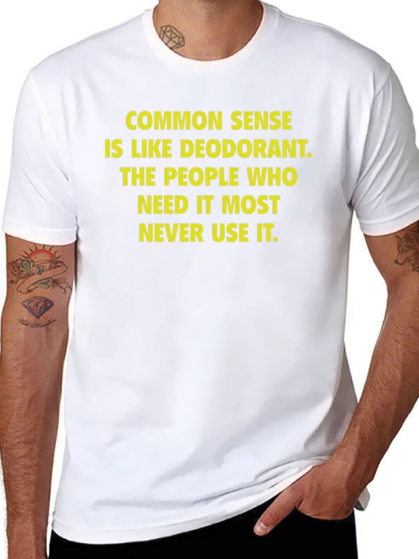 Funny Common Sense Deodorant Graphic T-Shirt