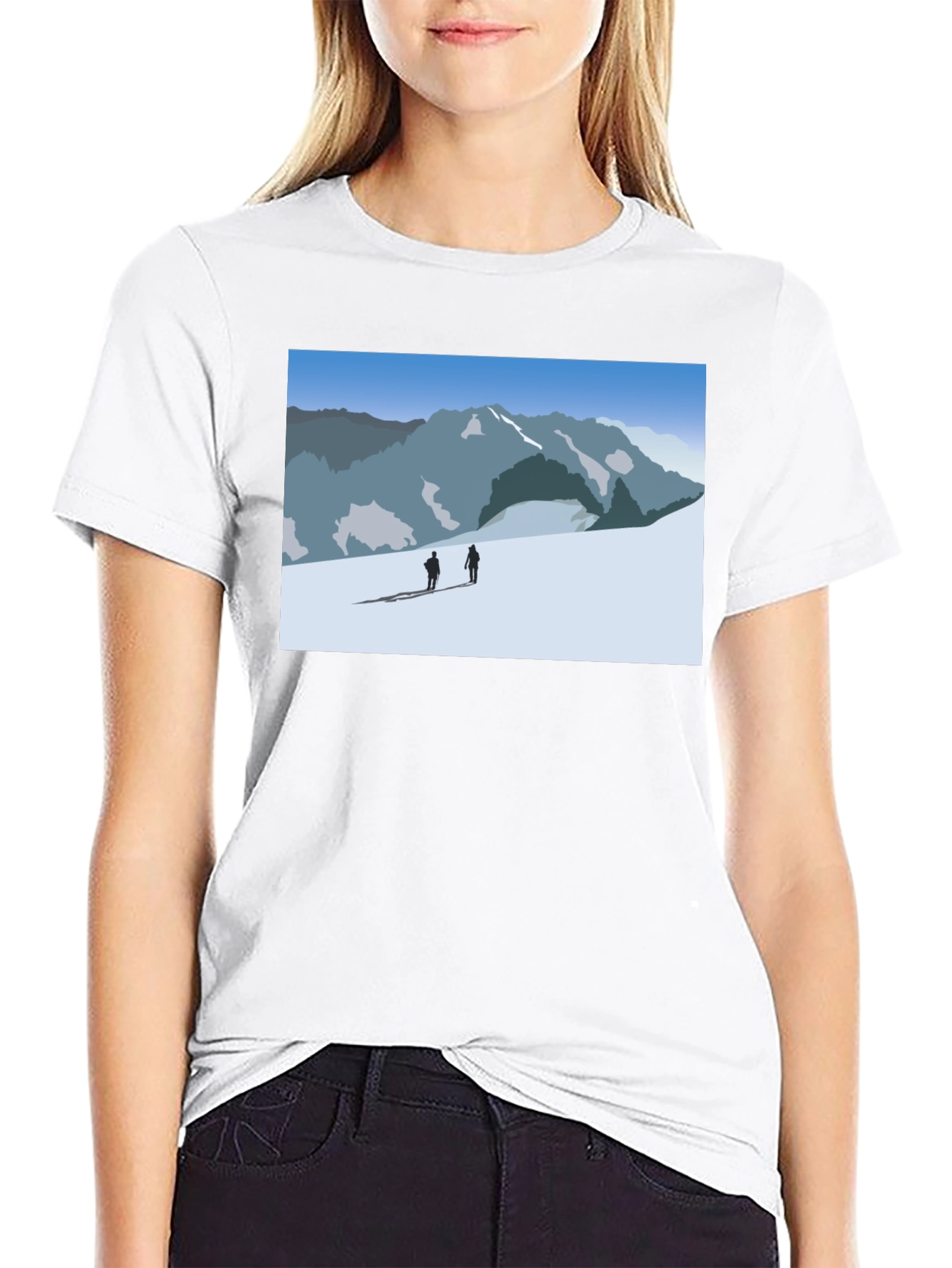 Mountain Scene Graphic Tee - Black Casual Shirt