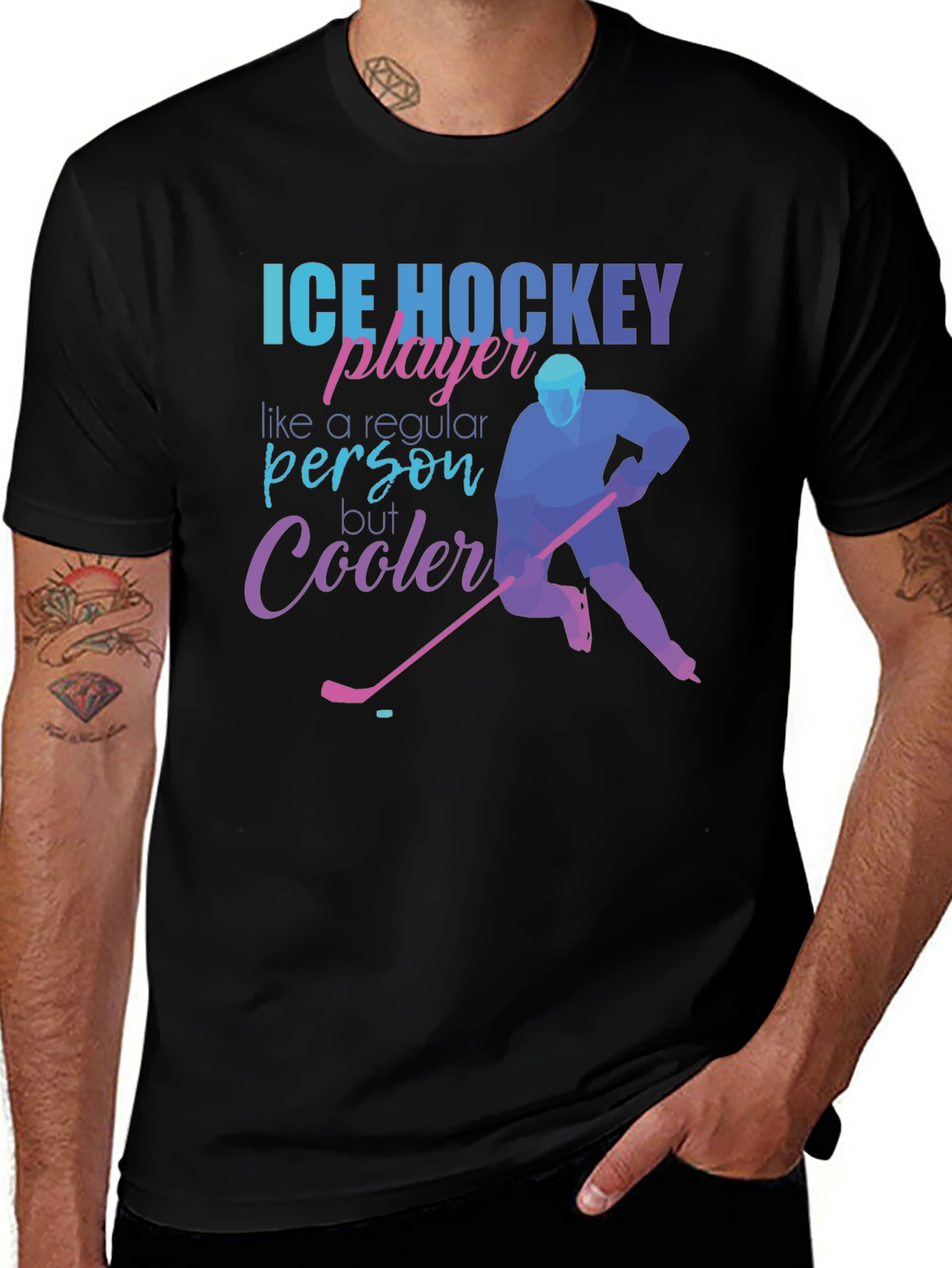 Cool Ice Hockey Player Graphic Tee