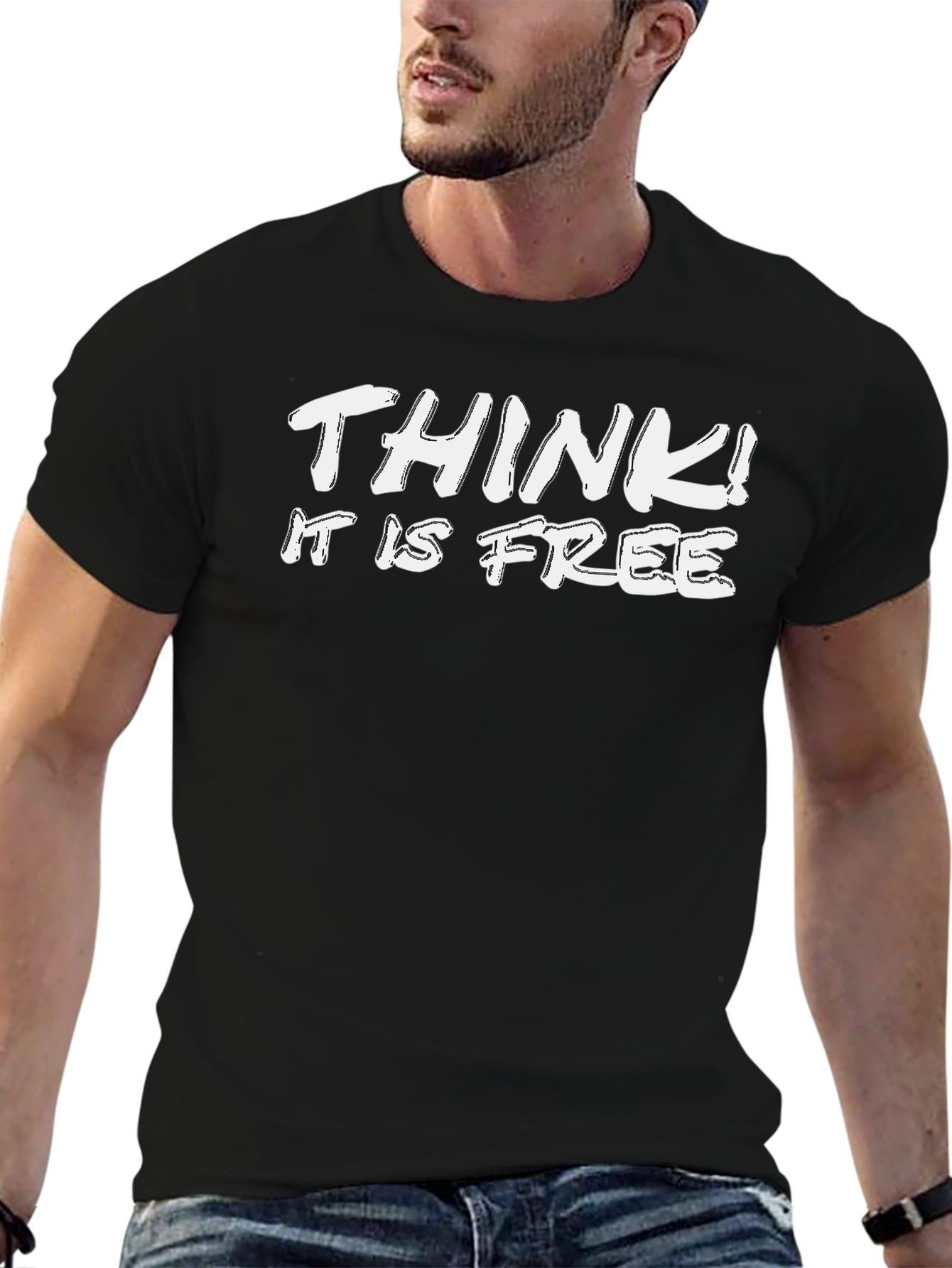 Think! It is Free Black Graphic Tee