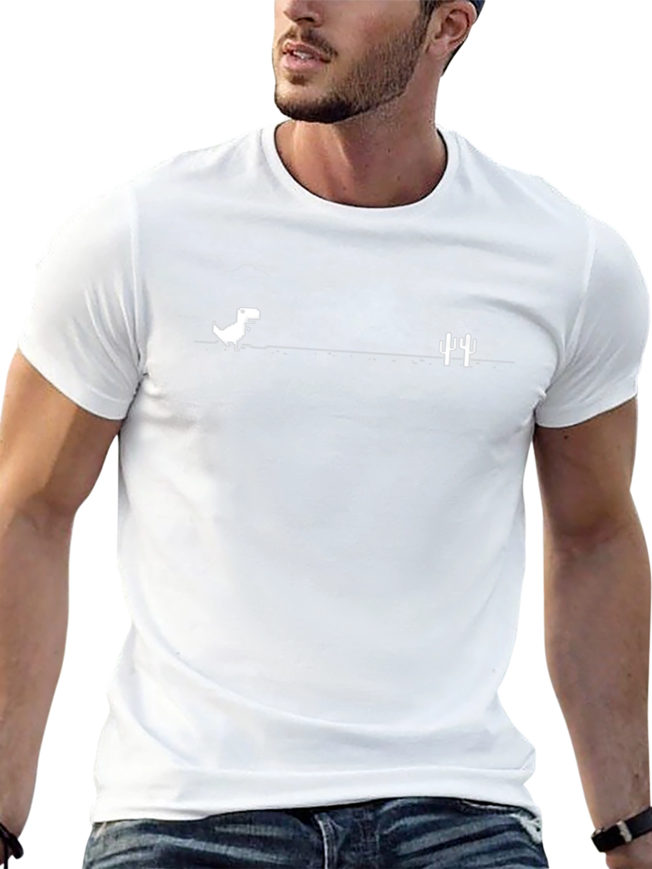 Chrome Dino T-Shirt - Black Tee for Gamers