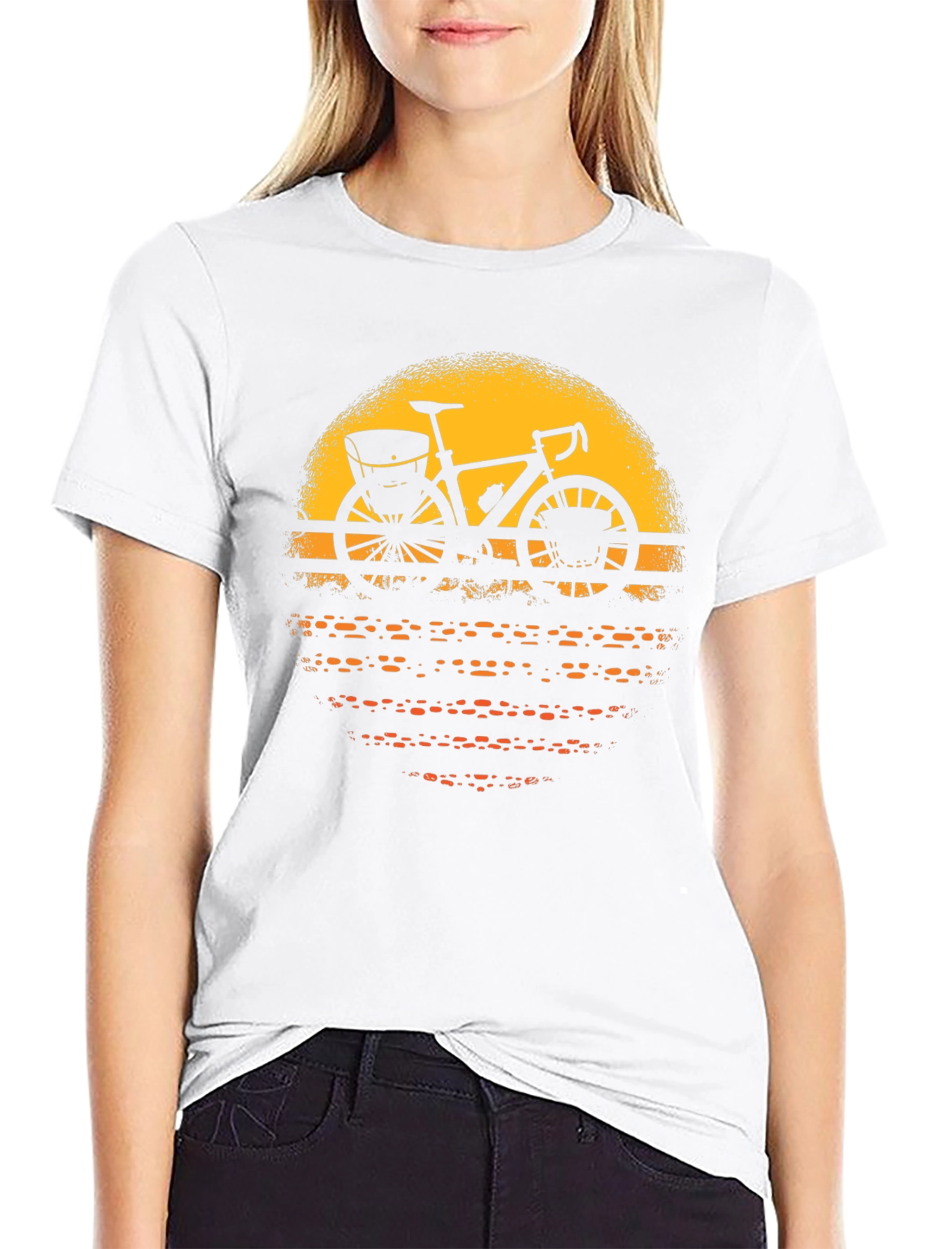 Retro Bicycle Sunset Graphic Tee - Black