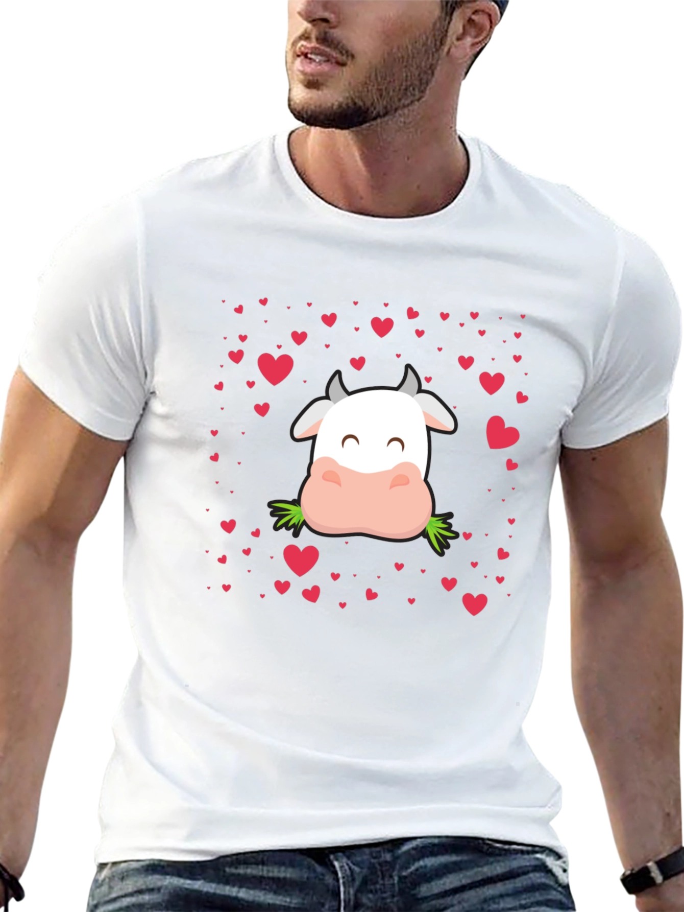 Cute Cow Valentines Day Graphic Tee