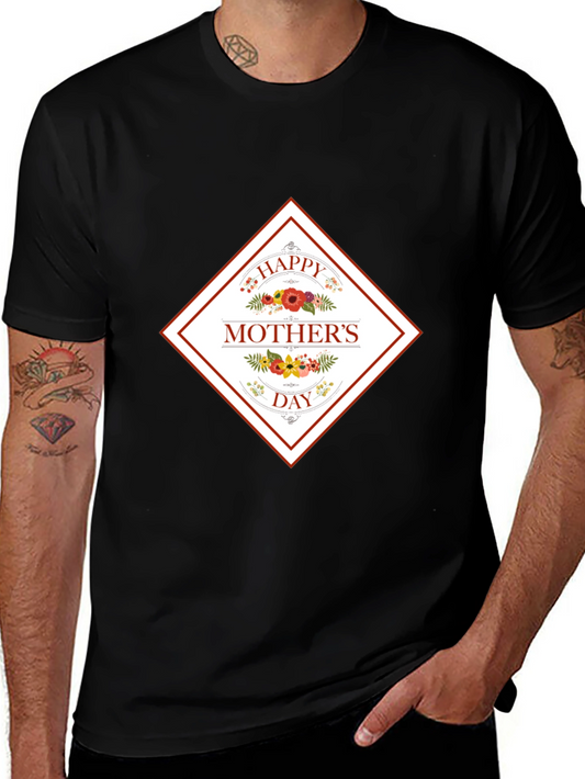 Happy Mothers Day Black Graphic T-Shirt