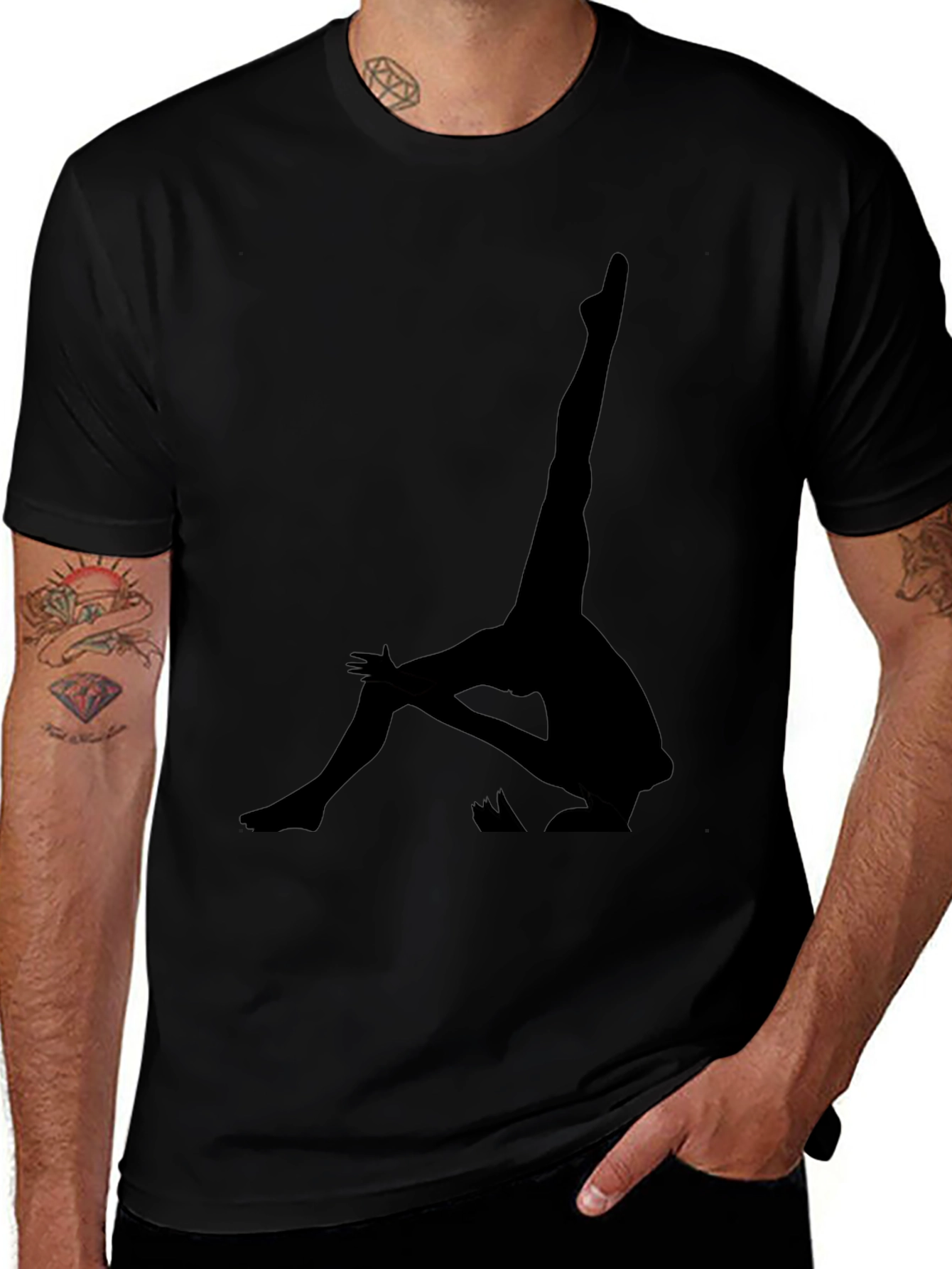 Yoga Pose Graphic Tee - Black Cotton T-Shirt