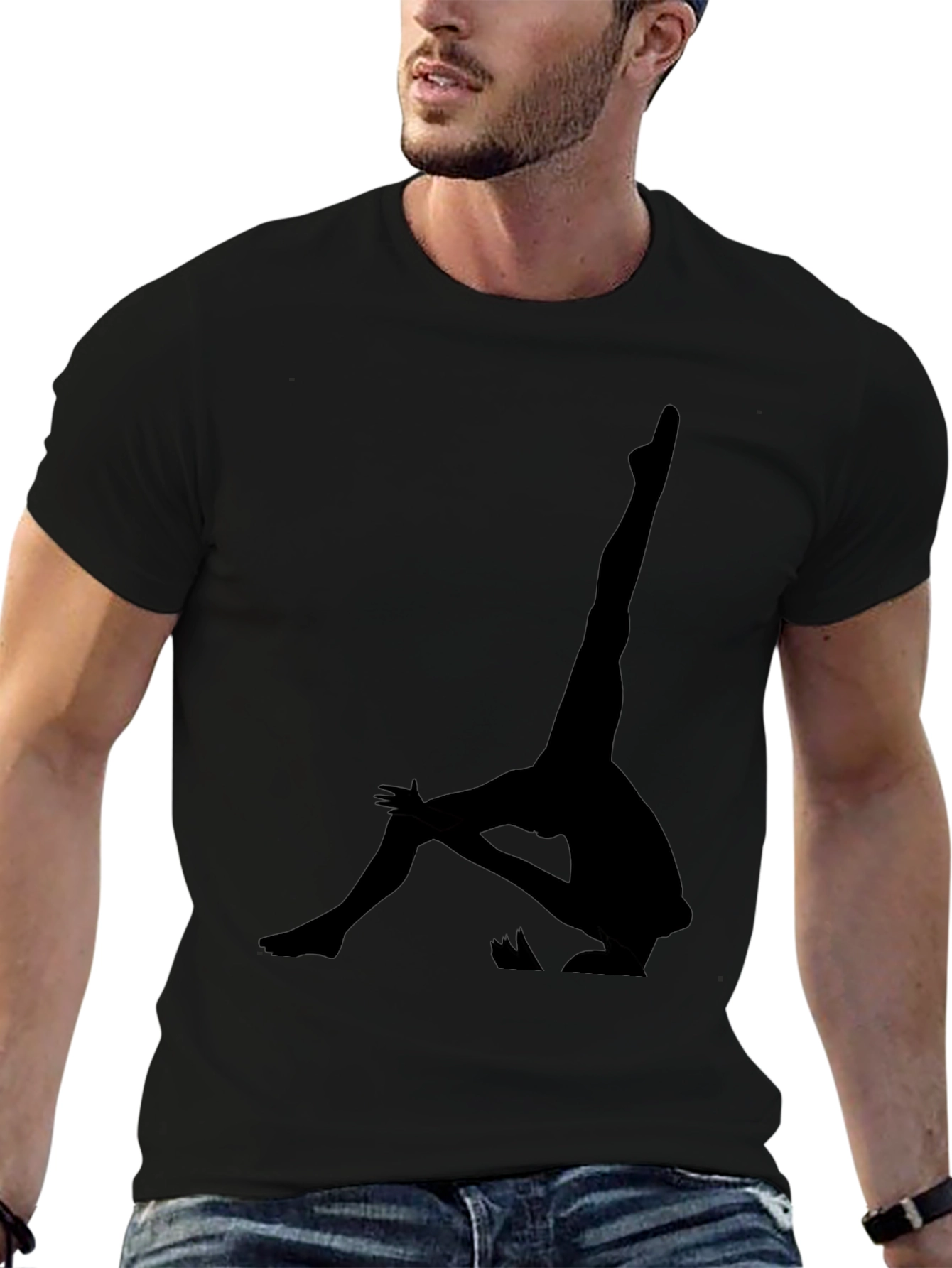 Yoga Pose Graphic Tee - Black Cotton T-Shirt