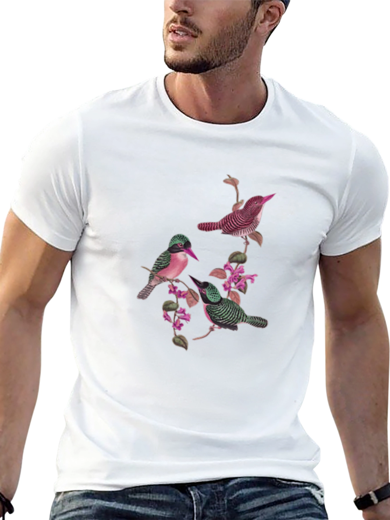 Bird and Blossom Graphic Tee - Black