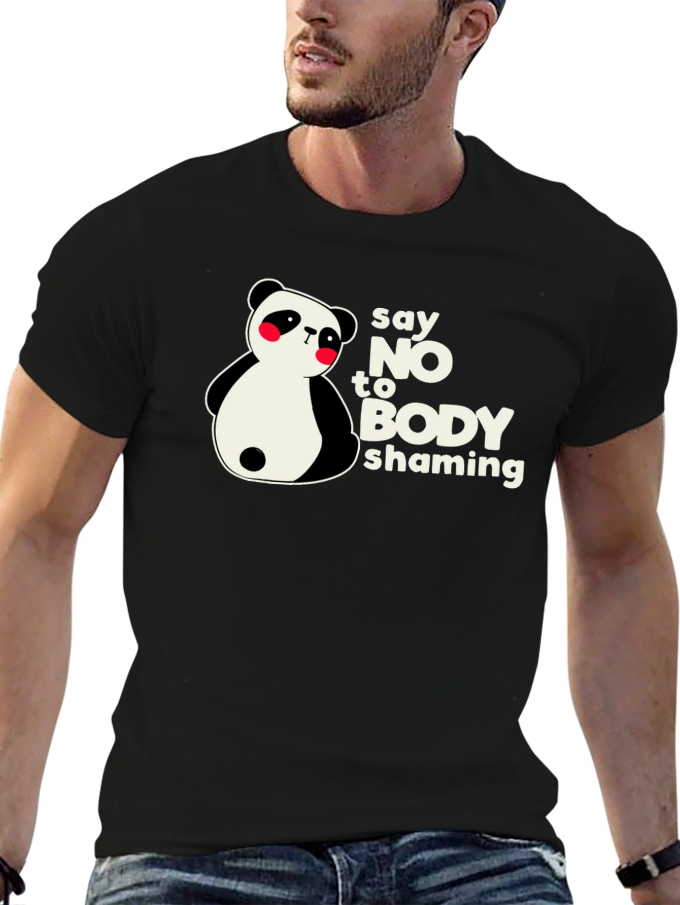 Say No to Body Shaming Panda Graphic T-Shirt