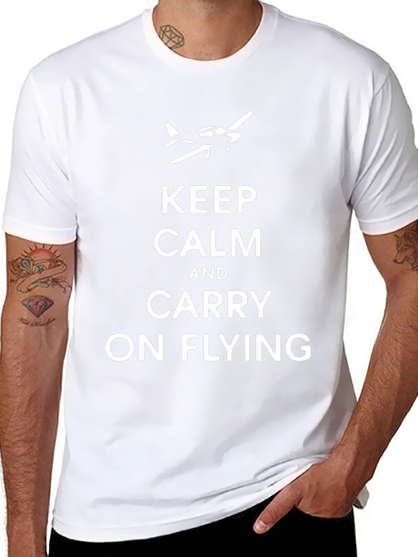 Keep Calm and Carry On Flying T-Shirt - Black