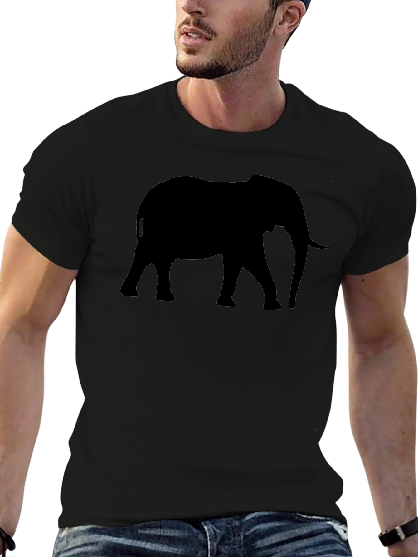 Elephant Silhouette Graphic Tee - Mens Black T-Shirt