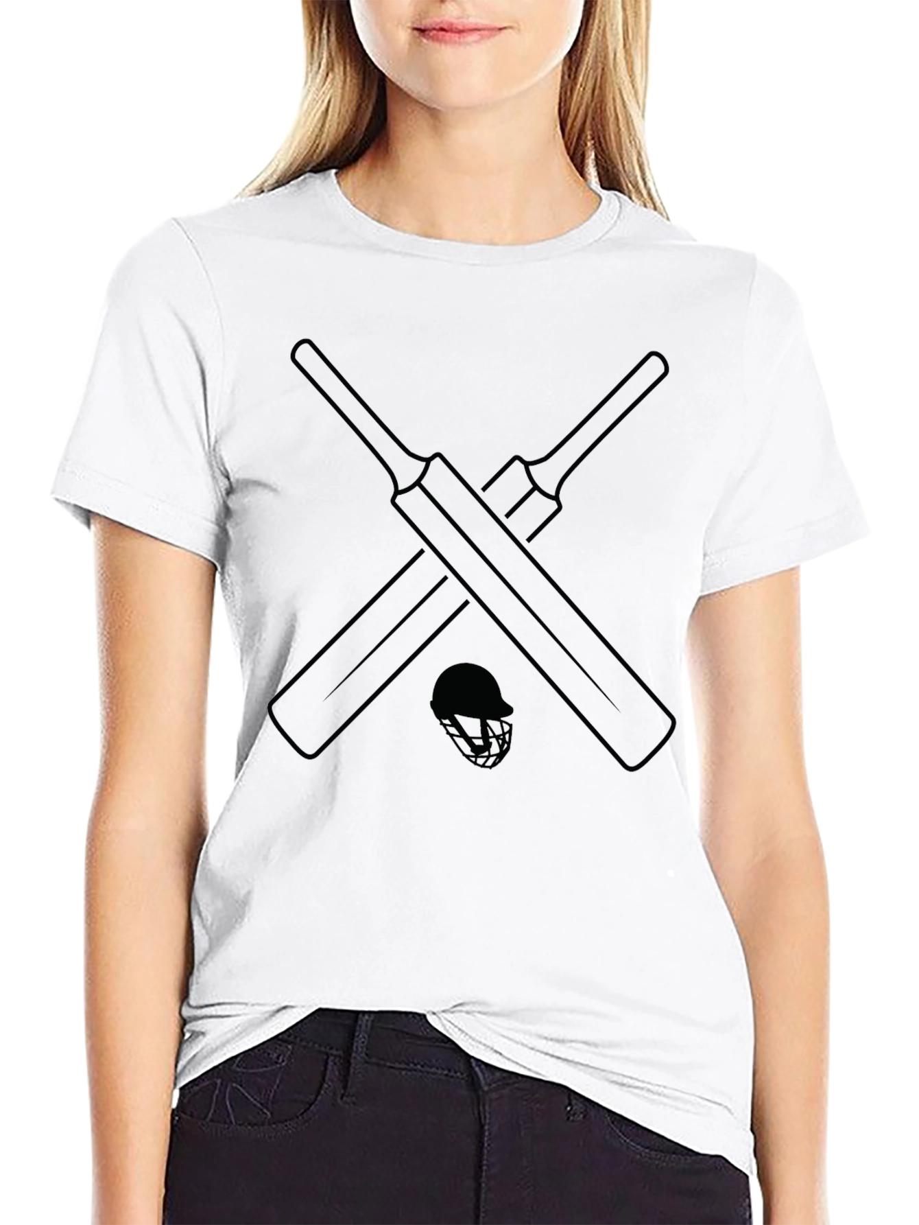 Cricket Bats & Helmet T-Shirt - Stylish Sportswear
