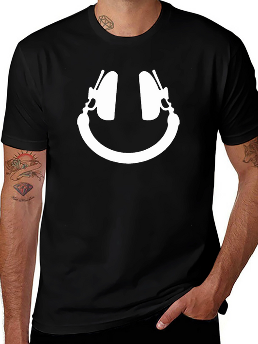 Headphone Smile Black T-Shirt - Music Lover Tee