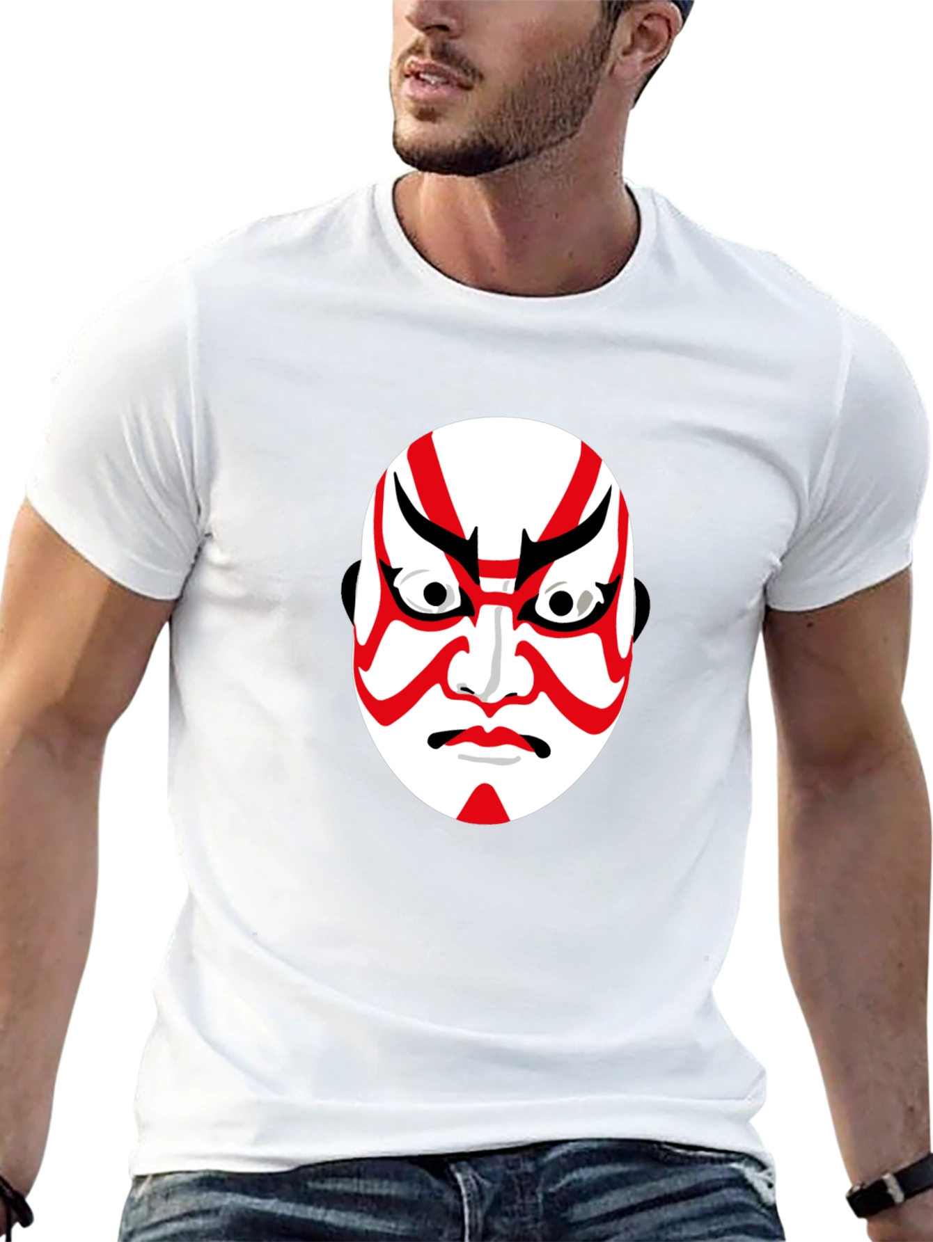 Kabuki Mask Graphic Tee - Unisex Black T-Shirt