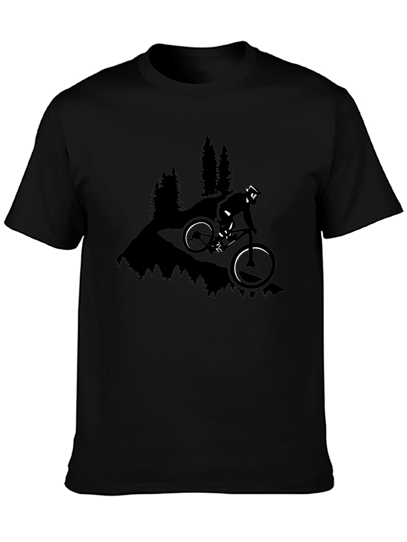 Mountain Biker Graphic Tee - Black Casual T-Shirt