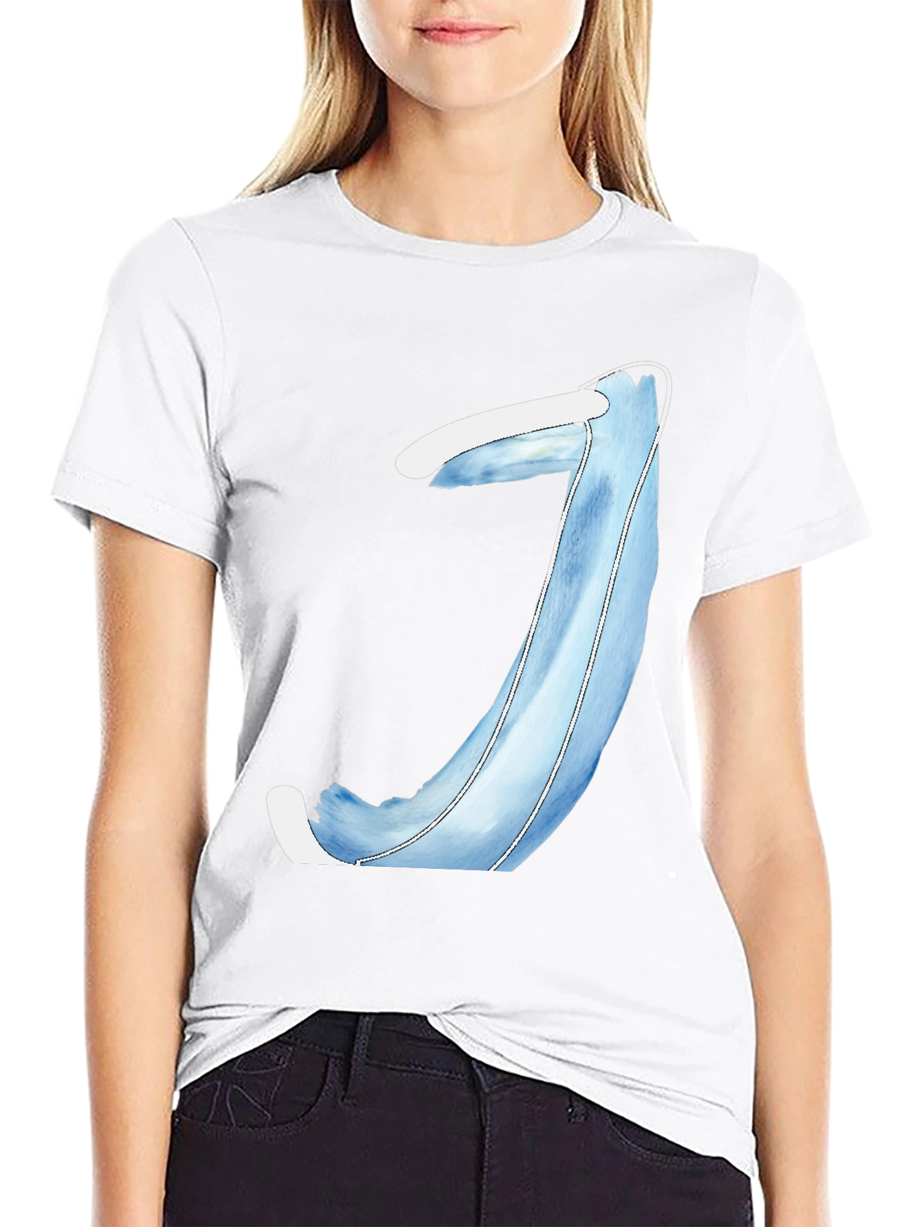 Mens Black T-Shirt with Blue Abstract Design