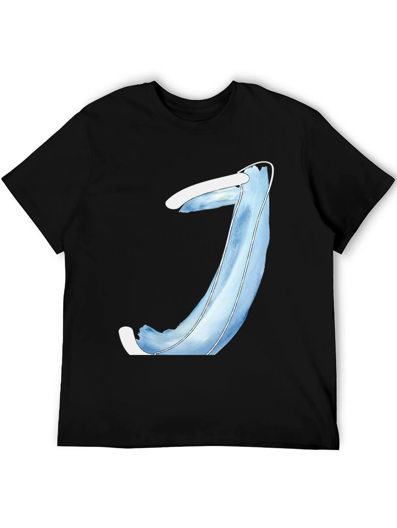 Mens Black T-Shirt with Blue Abstract Design