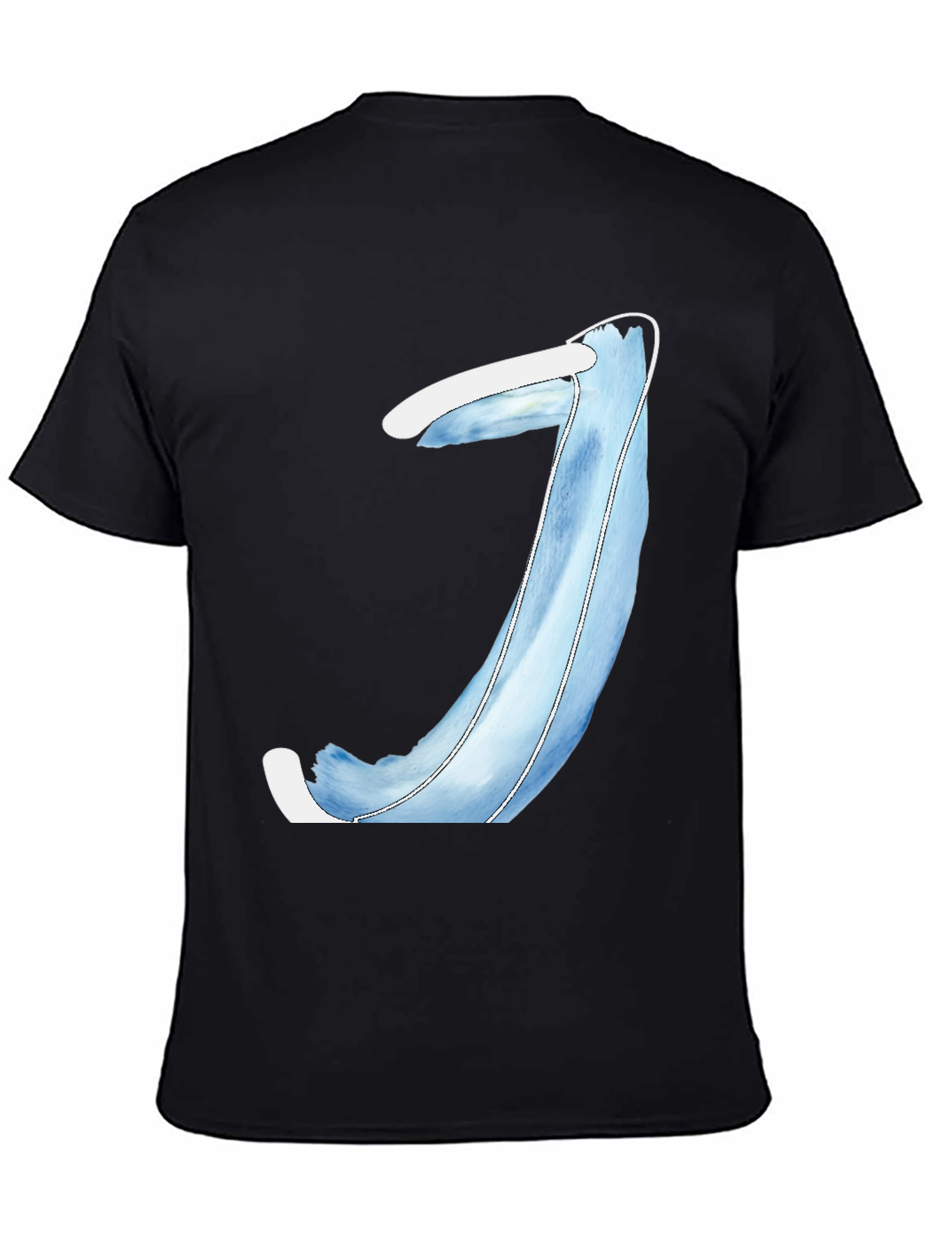Mens Black T-Shirt with Blue Abstract Design