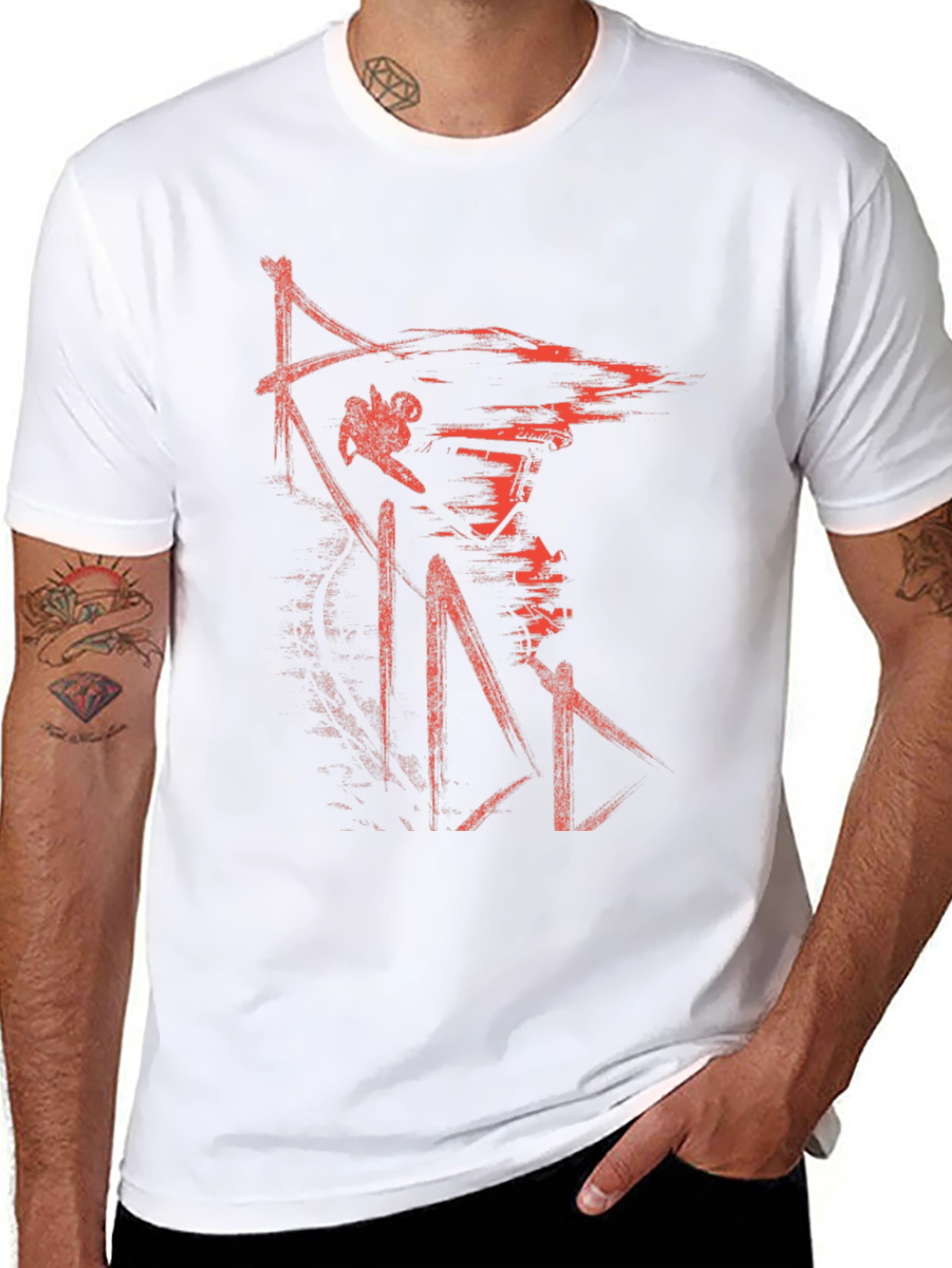Mens Black Graphic Tee - Red Samurai Design
