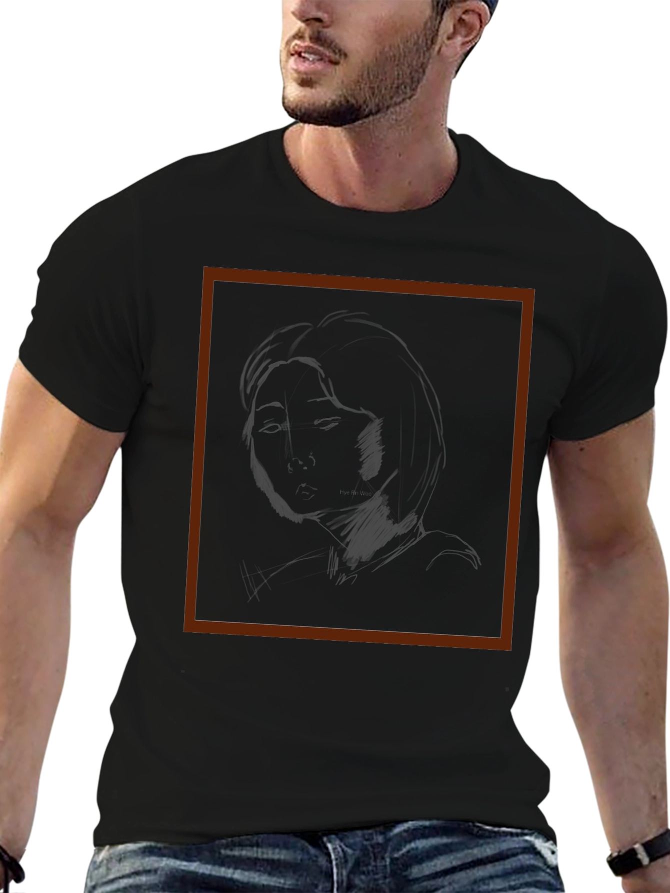 Sketch Portrait Black Graphic Tee