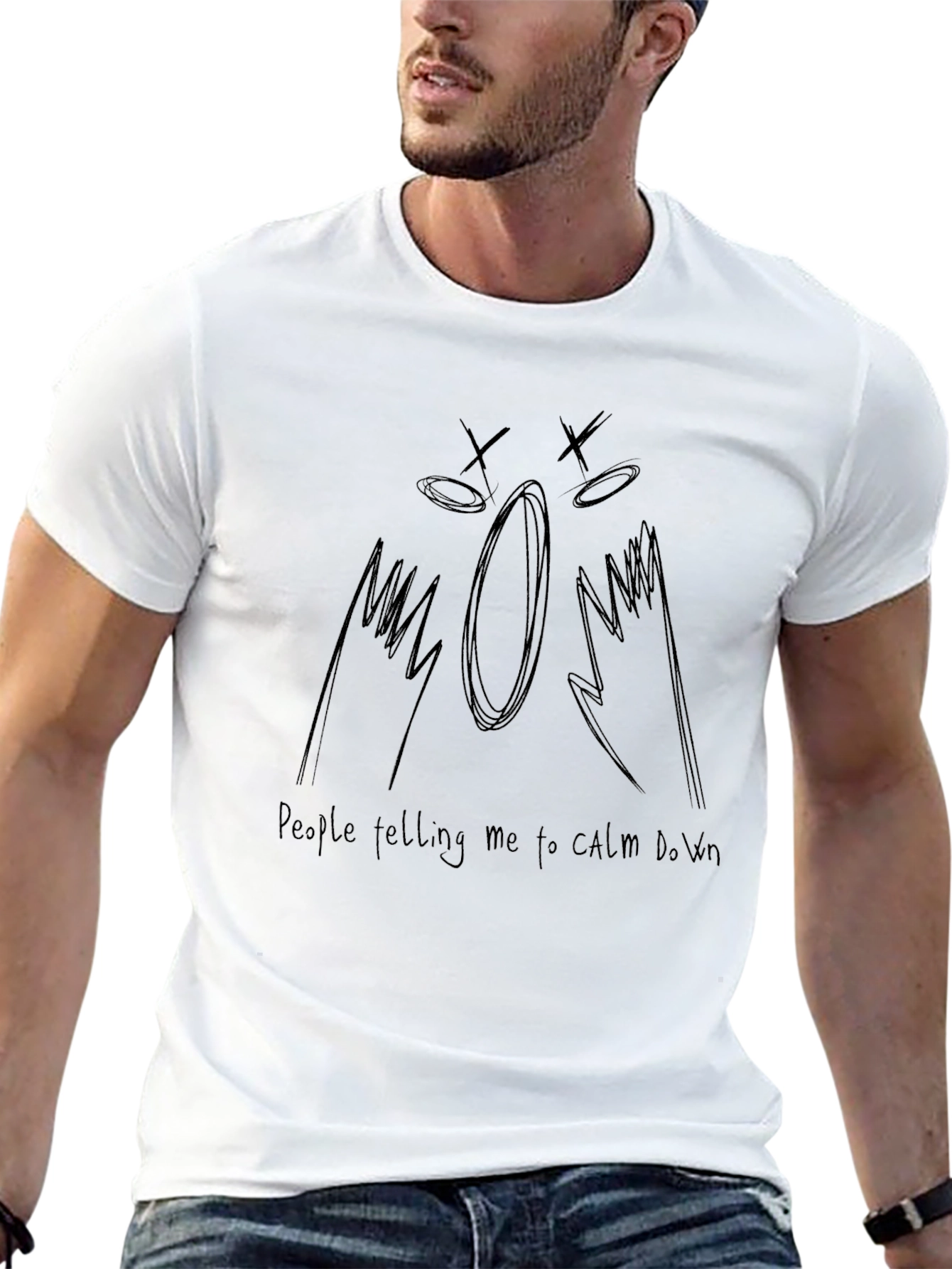 Expressive Graphic Tee - Calm Down Design