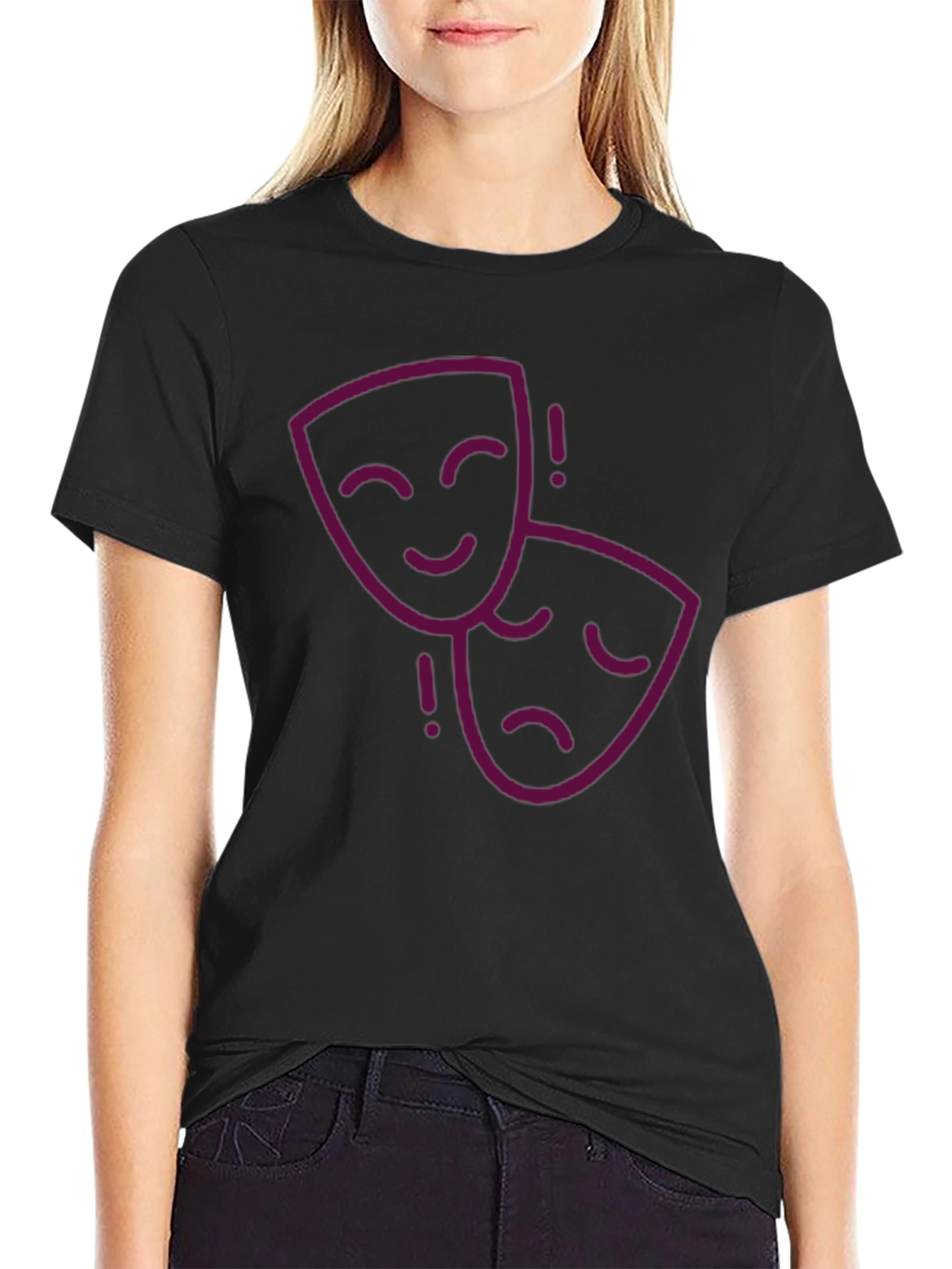 Drama Masks Graphic Tee - Unisex Black T-Shirt