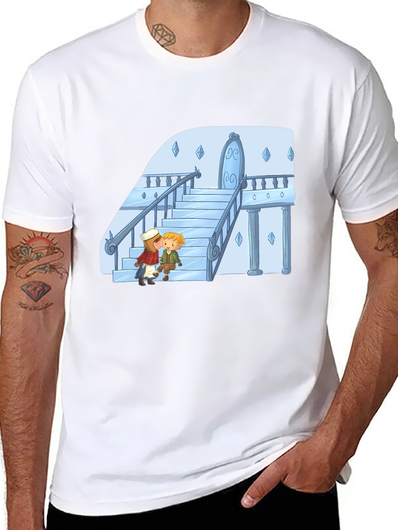 Cartoon Kiss Black T-Shirt