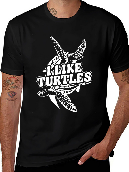 I Like Turtles Graphic T-Shirt - Black