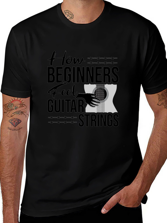 How Beginners Feel Guitar Strings Funny Black T-Shirt