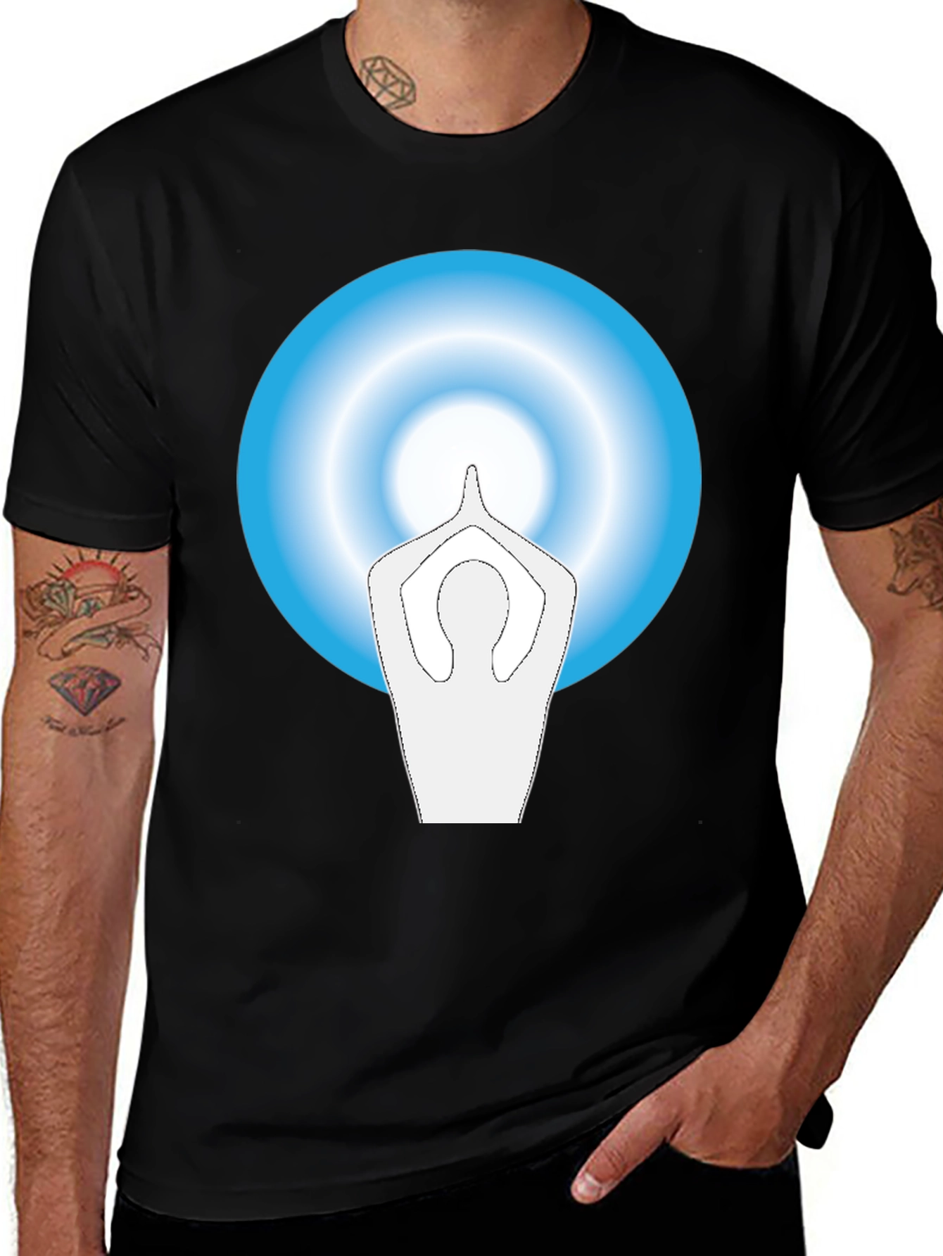 Zen Black Tee with Yoga Silhouette Graphic