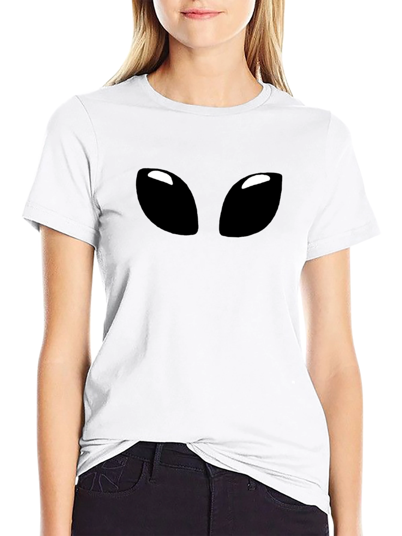 Alien Eyes Graphic Tee - Black Casual T-Shirt