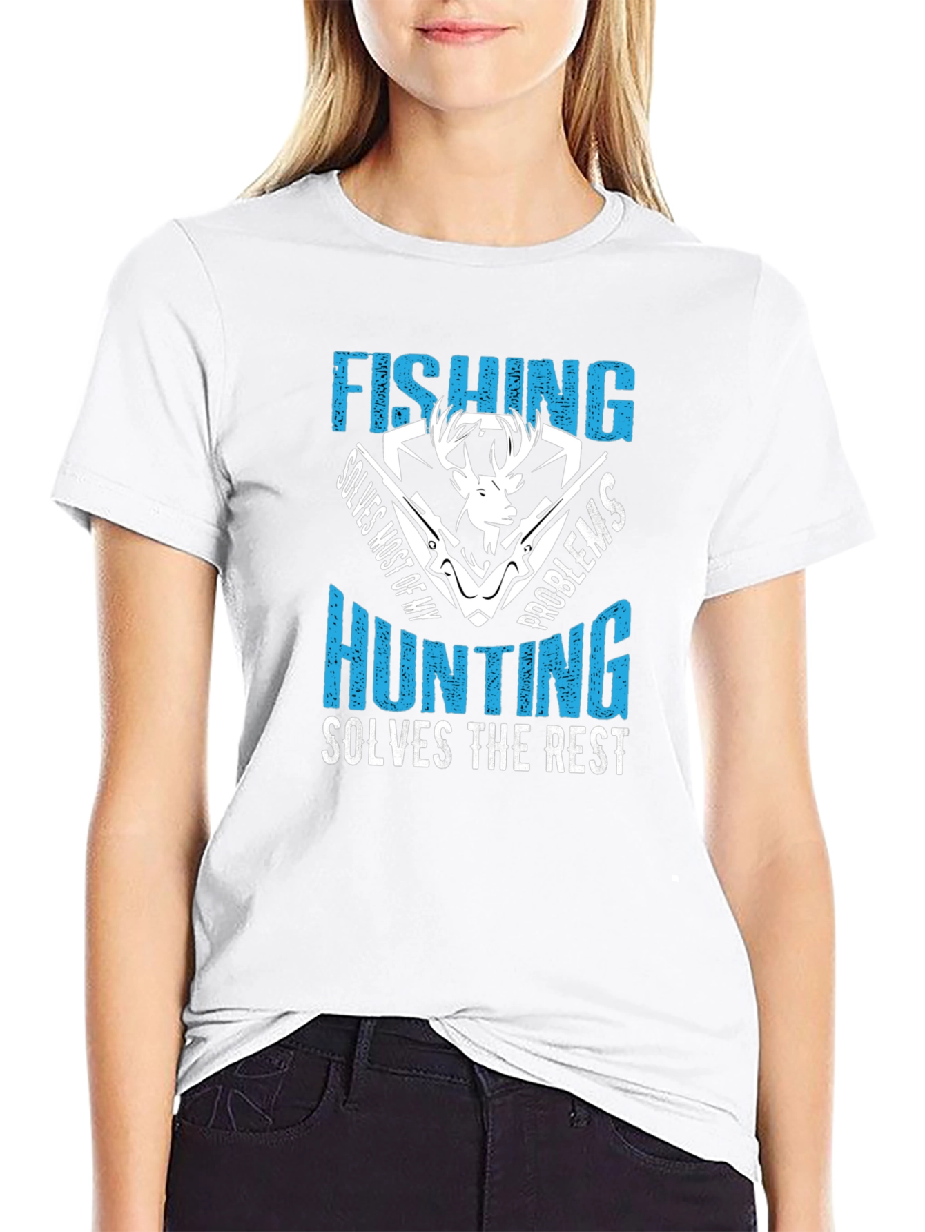 Fishing Hunting Solves Problems Graphic T-Shirt