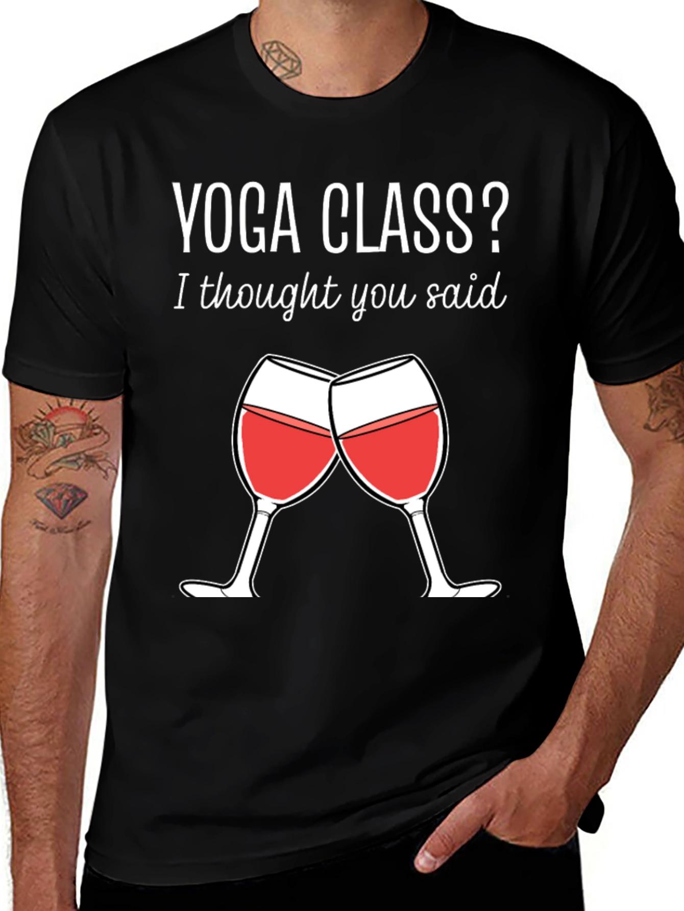 Funny Yoga Class Wine T-Shirt