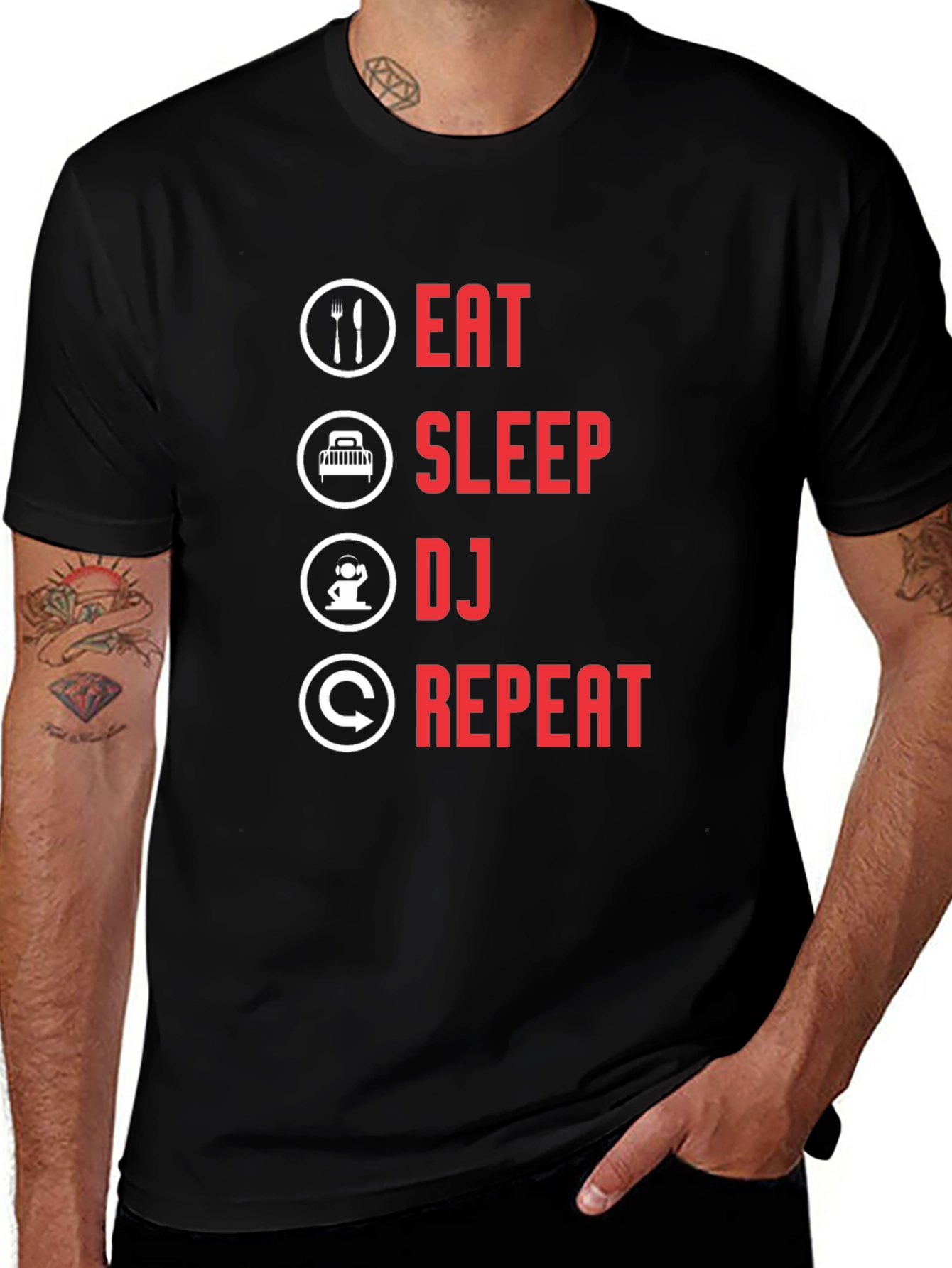 Eat Sleep DJ Repeat Black T-Shirt