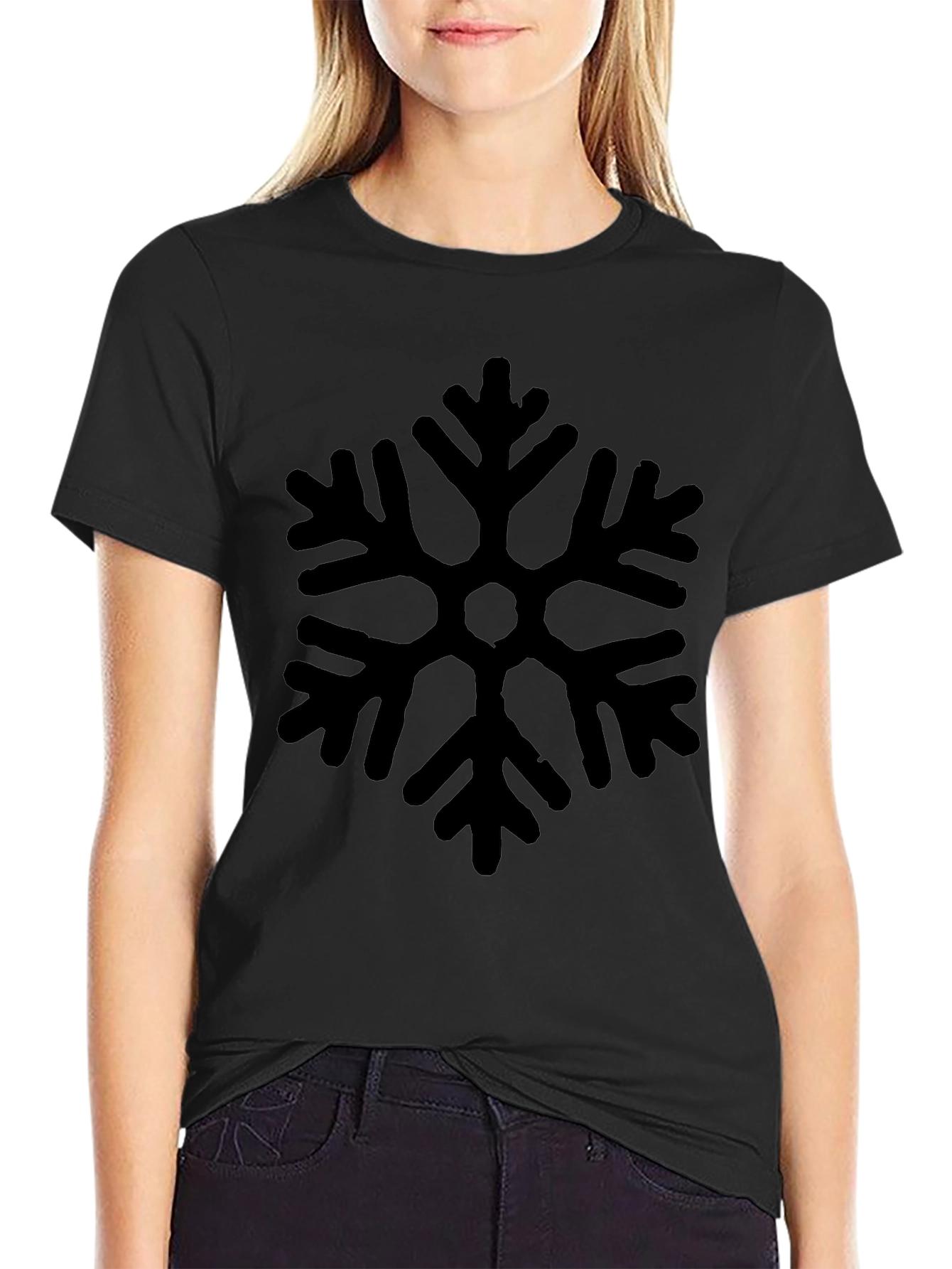 Black Snowflake Graphic Tee - Stylish Winter Apparel