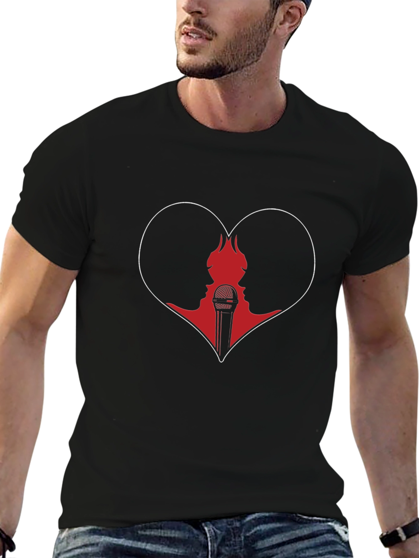 Heart & Microphone Graphic T-Shirt - Unisex