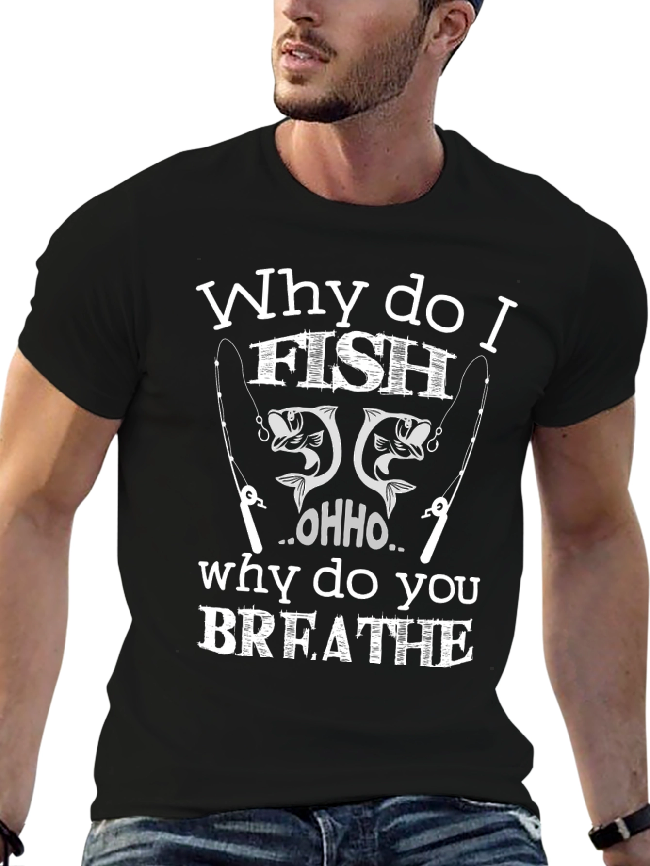 Why I Fish Black Cotton Graphic T-Shirt