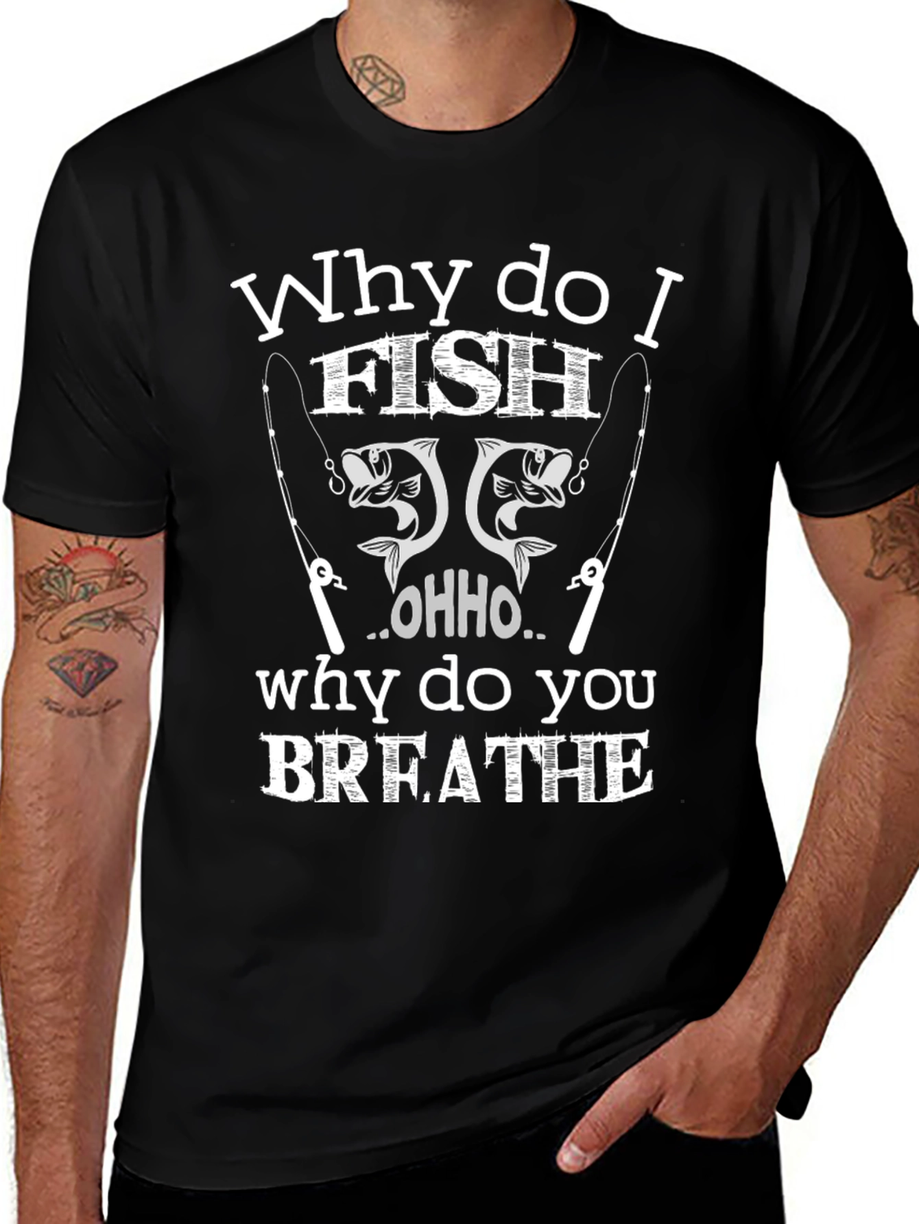 Why I Fish Black Cotton Graphic T-Shirt