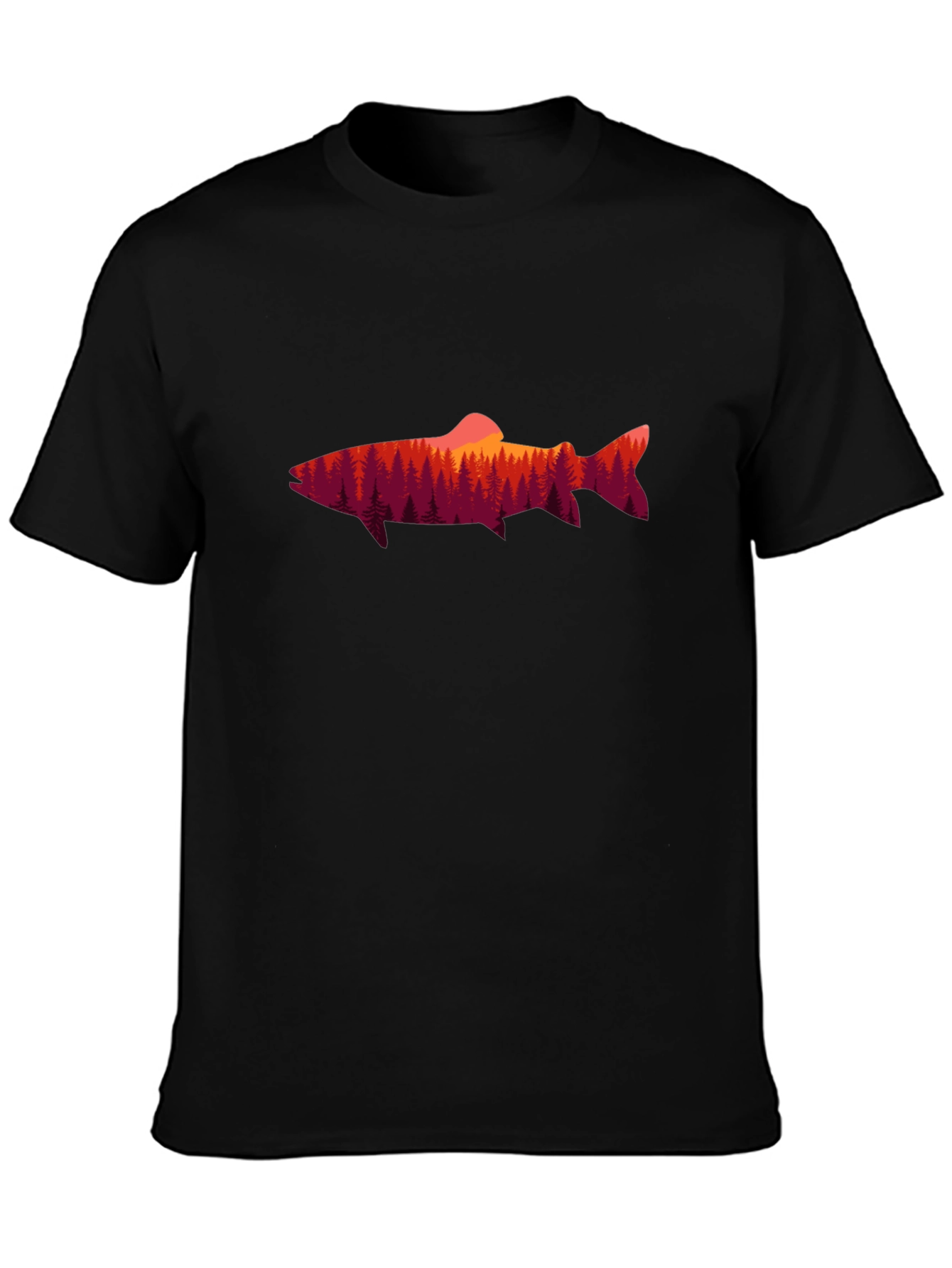 Nature Fish Graphic T-Shirt - Black Cotton Tee