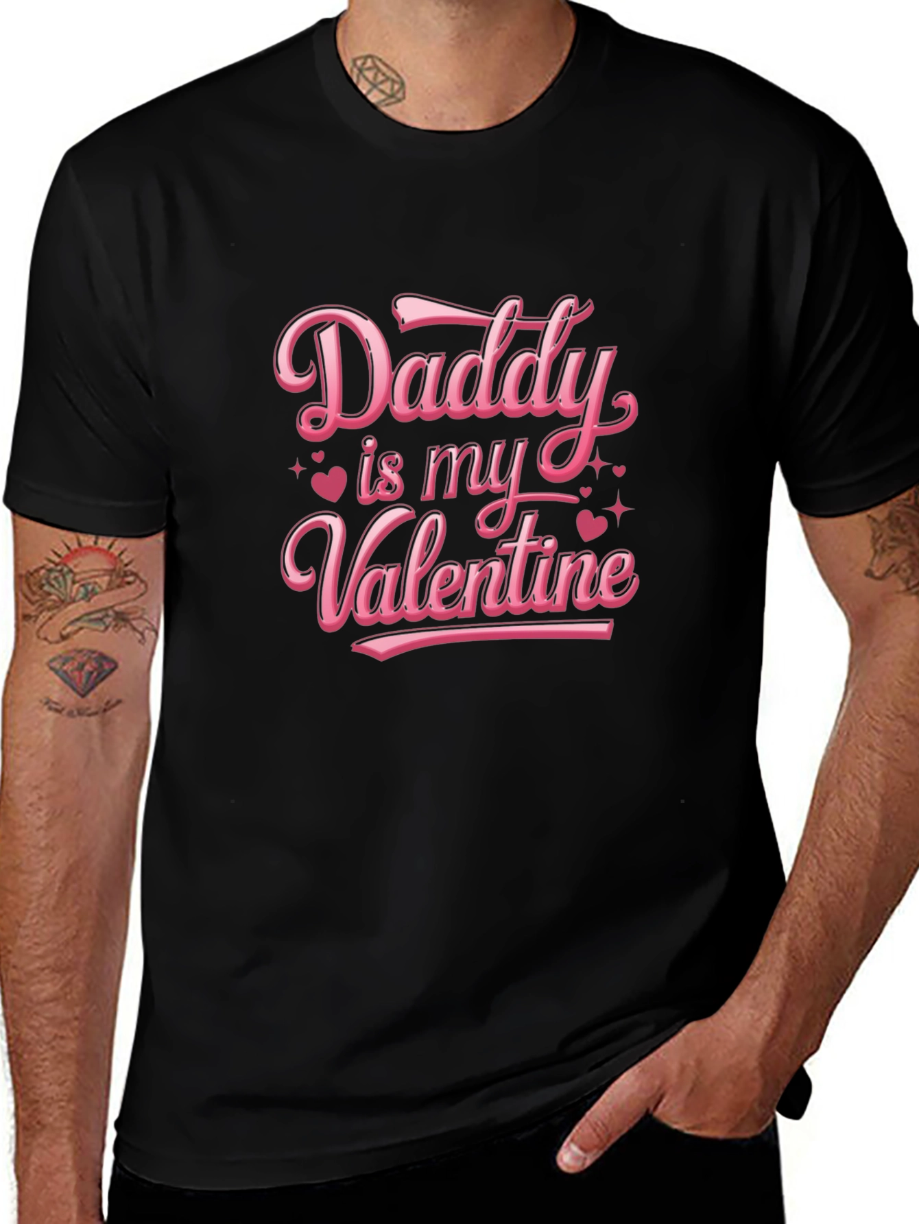 Daddy is My Valentine Black T-Shirt