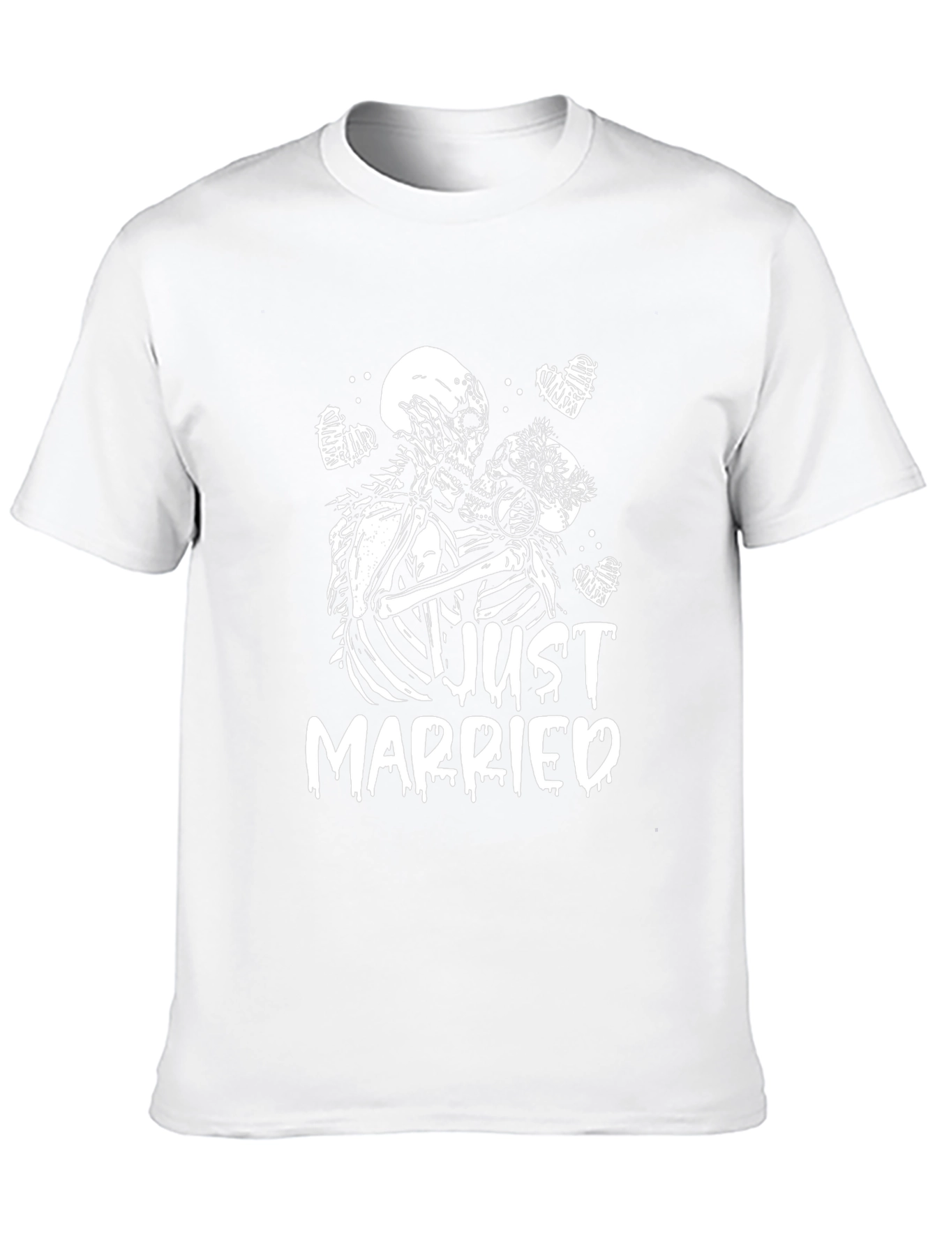 Just Married Skeleton Couple Graphic Tee