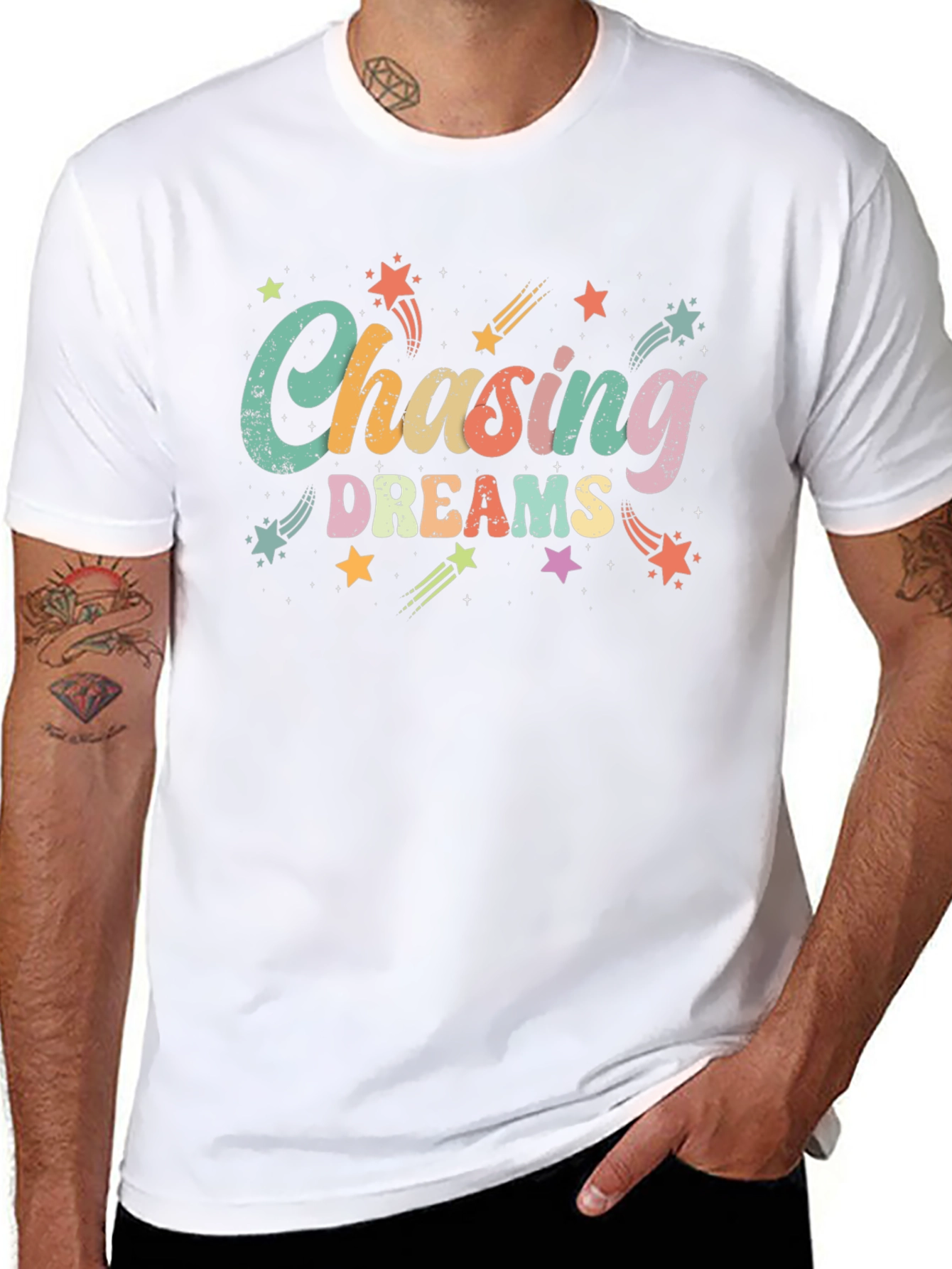 Chasing Dreams Graphic Tee - Black Cotton T-Shirt