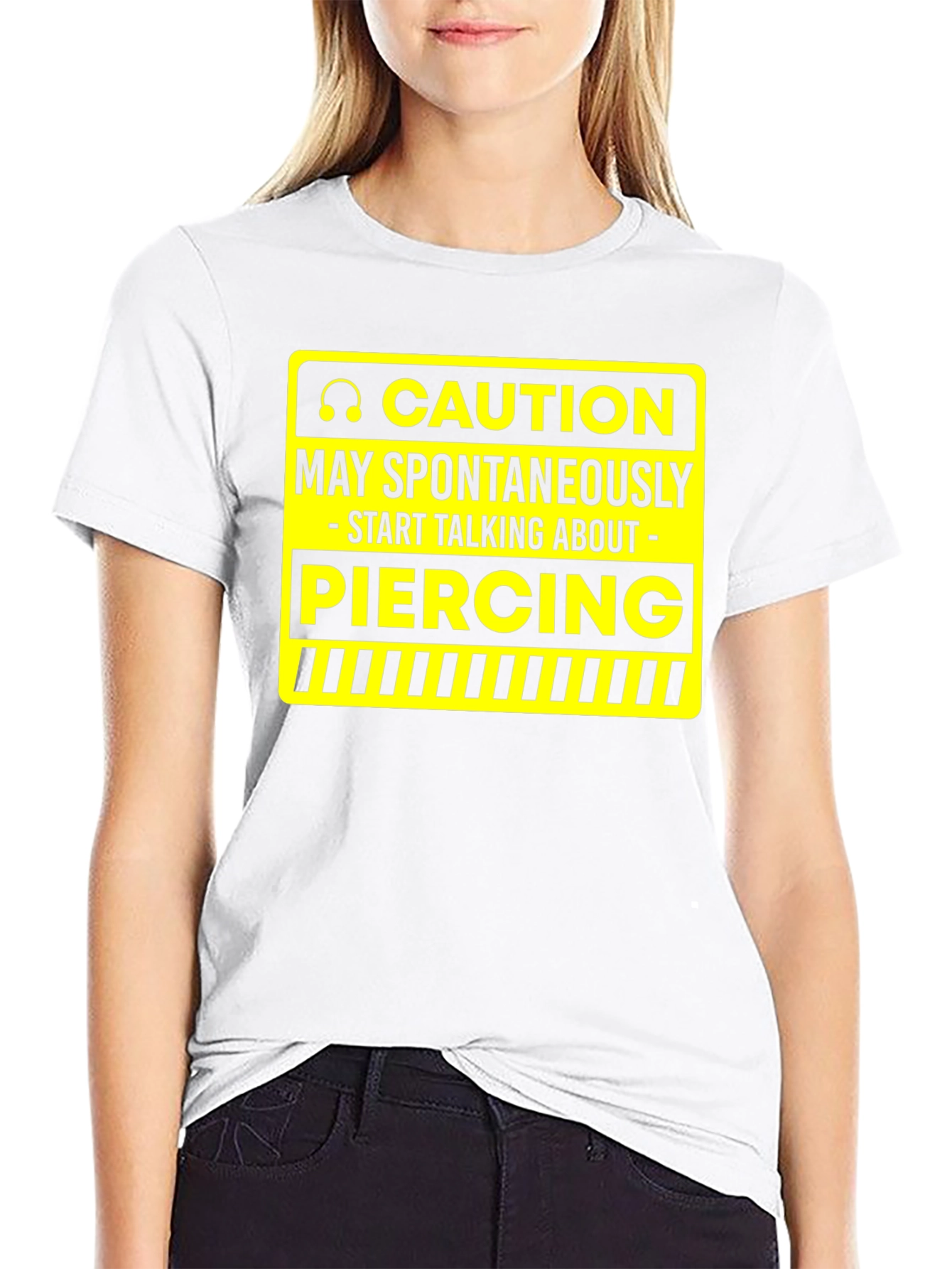Caution Piercing T-Shirt - Funny Graphic Tee