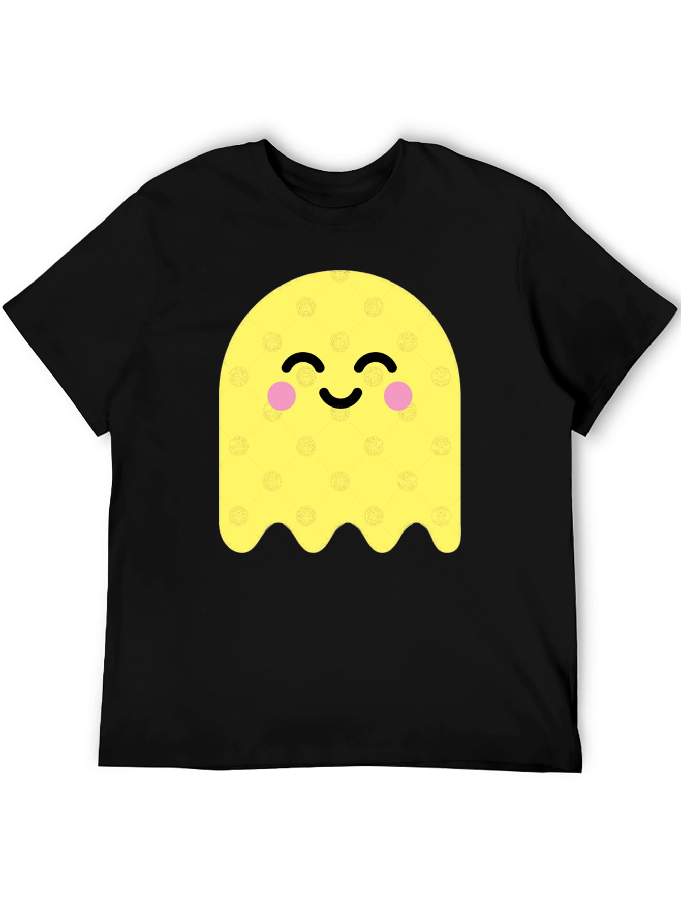 Cute Ghost Graphic Tee - Black Cotton Blend T-Shirt