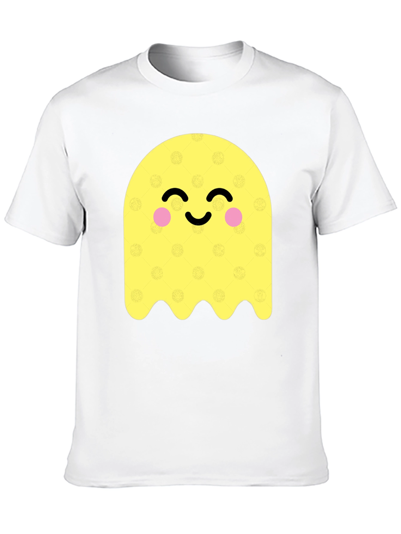 Cute Ghost Graphic Tee - Black Cotton Blend T-Shirt