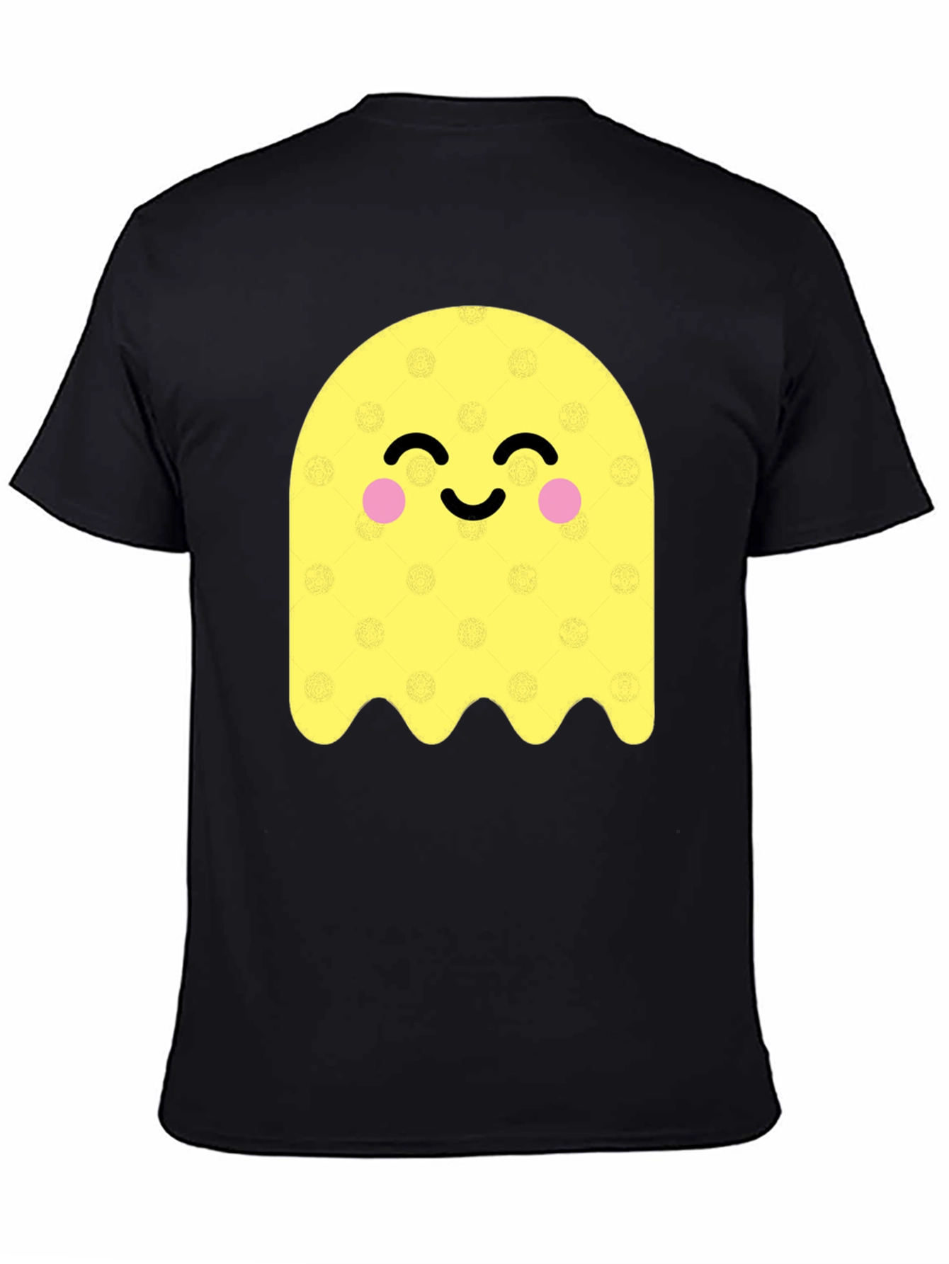 Cute Ghost Graphic Tee - Black Cotton Blend T-Shirt