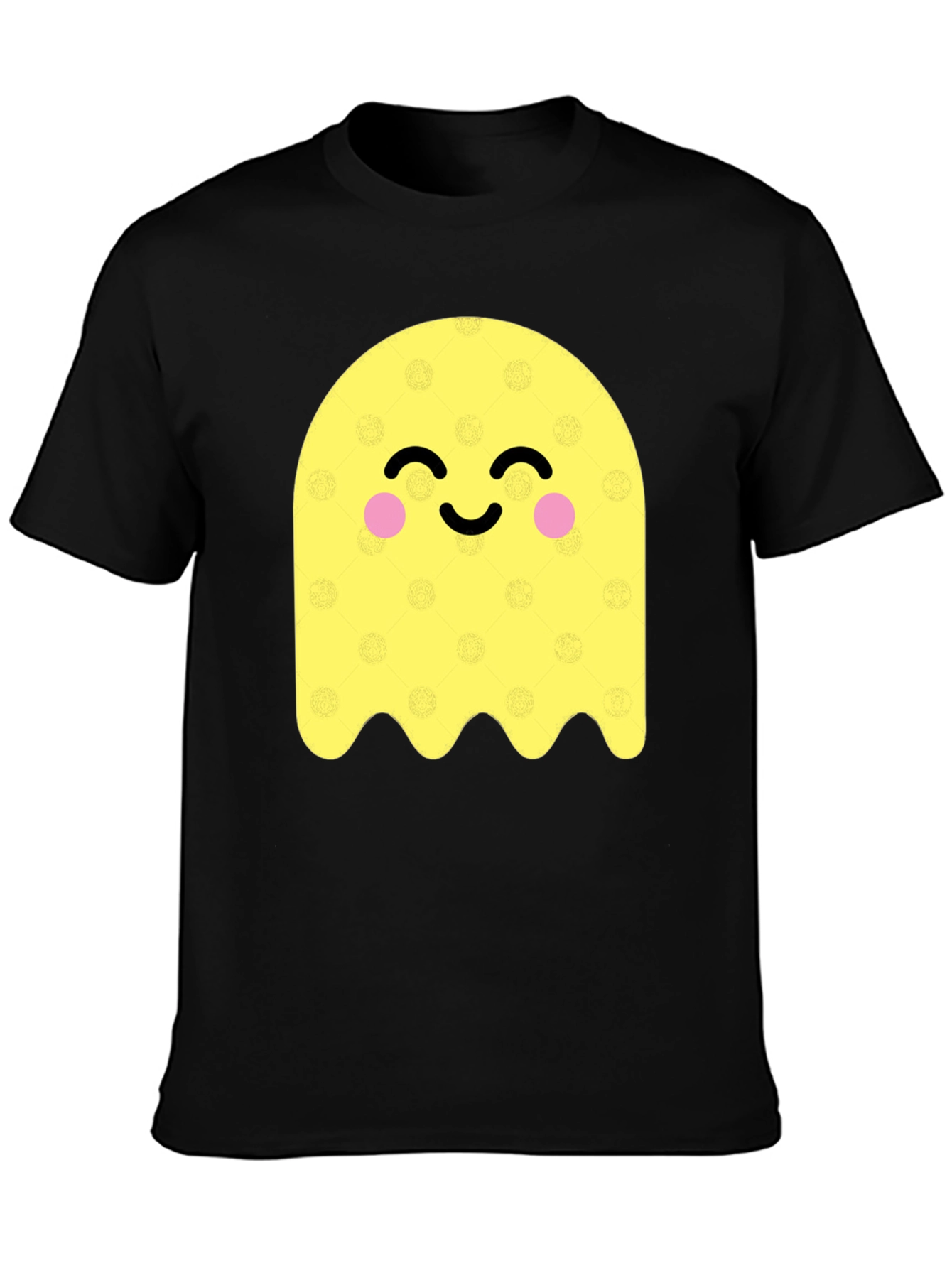 Cute Ghost Graphic Tee - Black Cotton Blend T-Shirt
