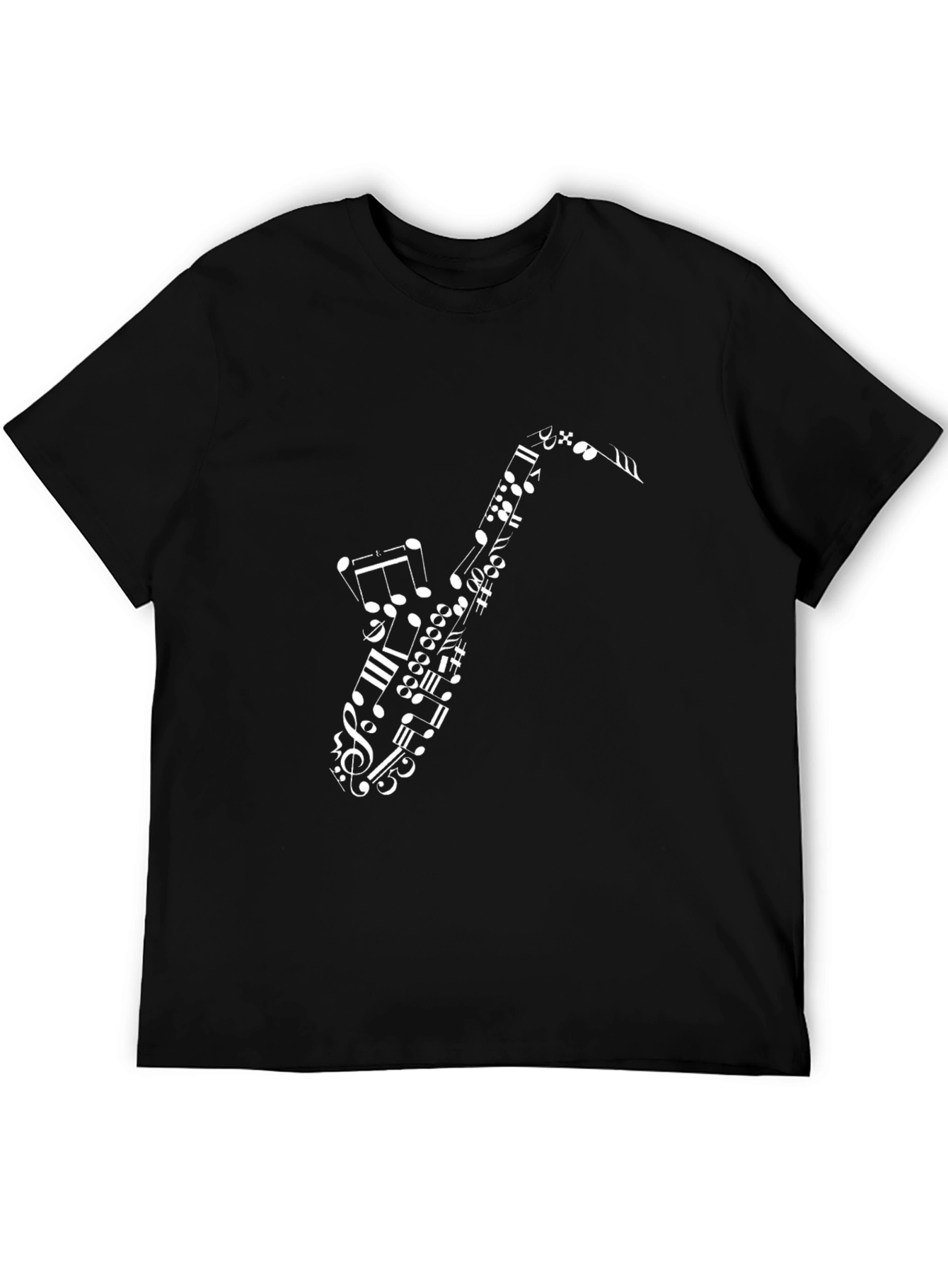Saxophone Music Note Graphic Black T-Shirt