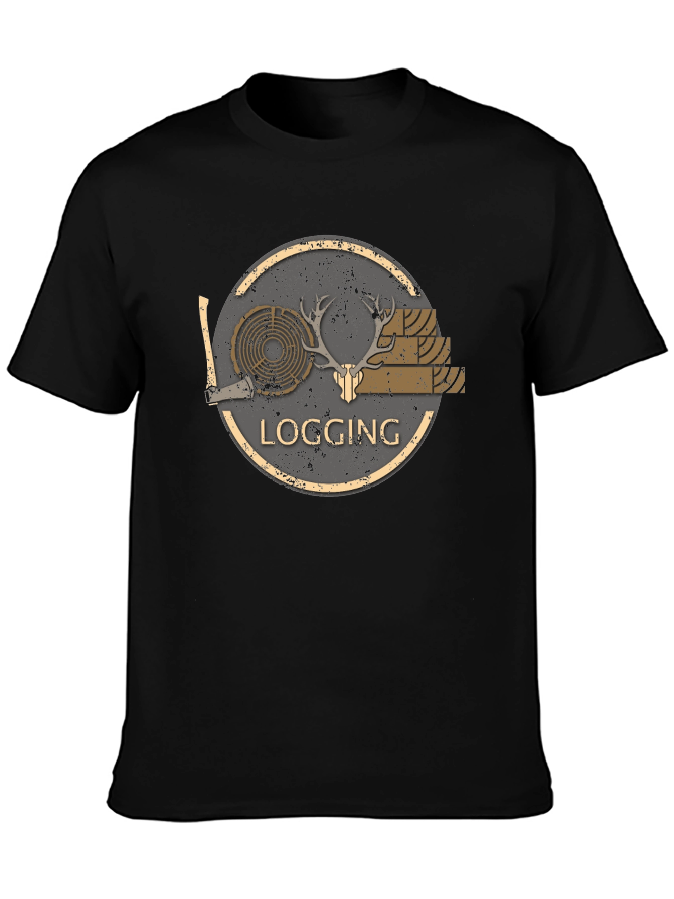 Logging Graphic Print Black T-Shirt