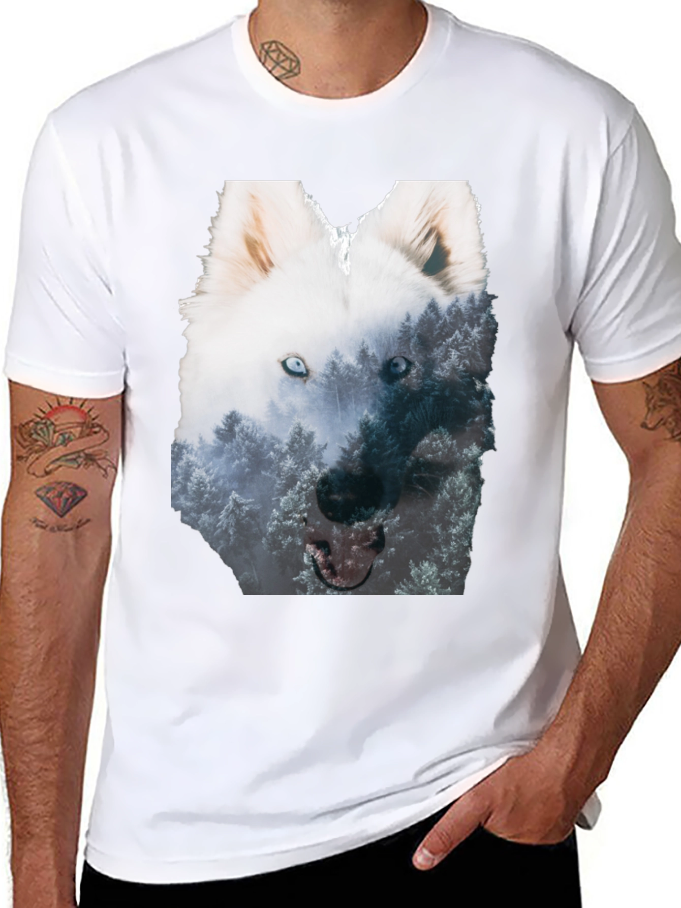 Wolf Forest Graphic Black T-Shirt